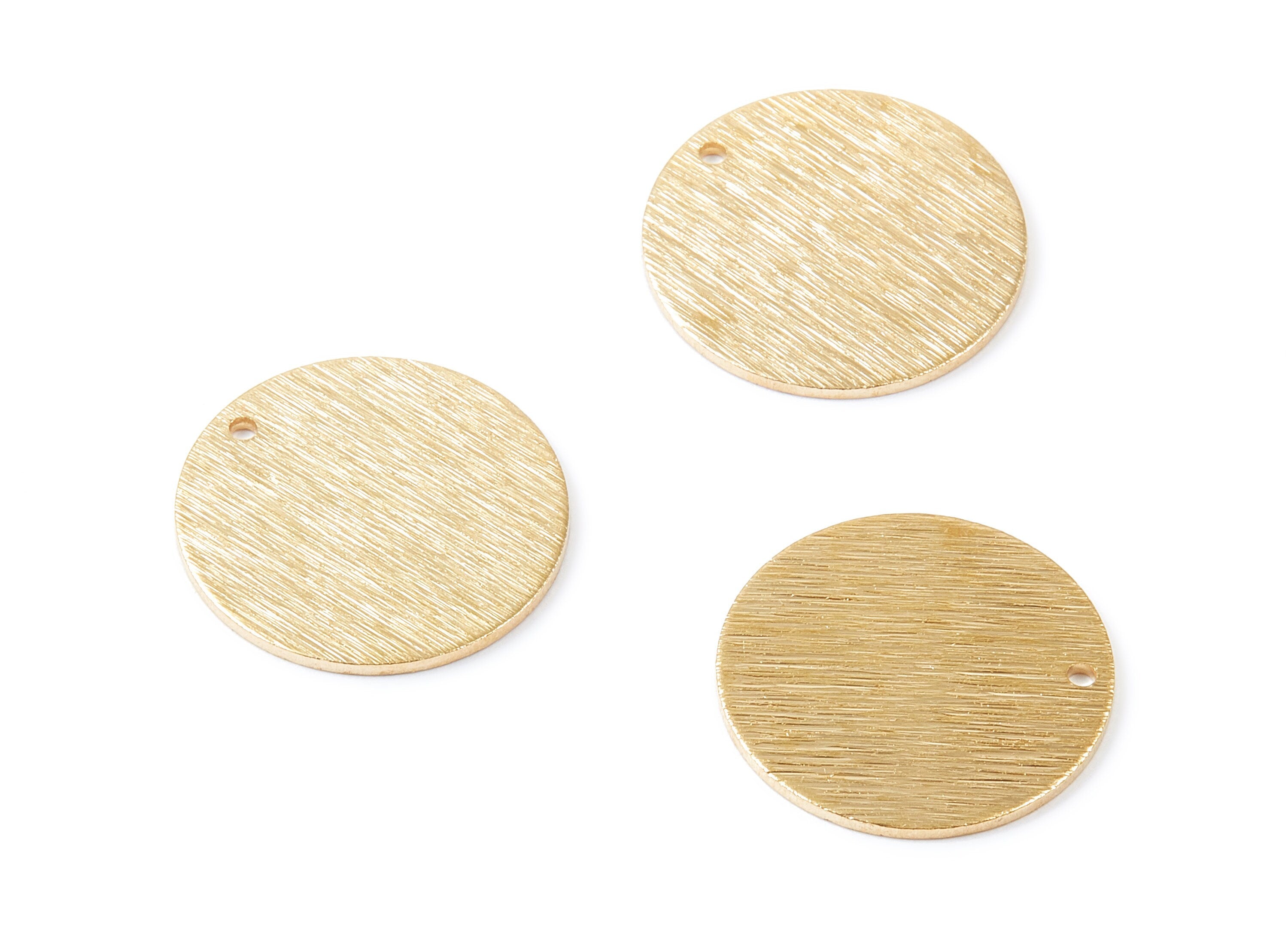 Brass Round Charms - Round Textured Raw Brass Pendant With 1 Hole - Earring Findings - Jewelry Supplies - 21x21x1mm - PP1887 - DOMEDBAZAAR