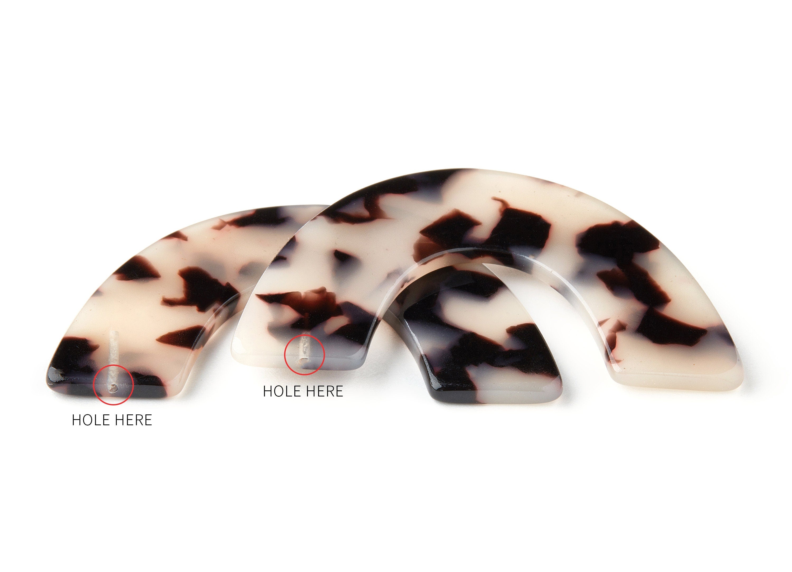 Acetate Large Arch Earring Charms One Hole - Semi Oval & U Shaped Pendant - Color Code: A06 - 30.8x48.5x2.43mm - AC1095B3 - DOMEDBAZAAR