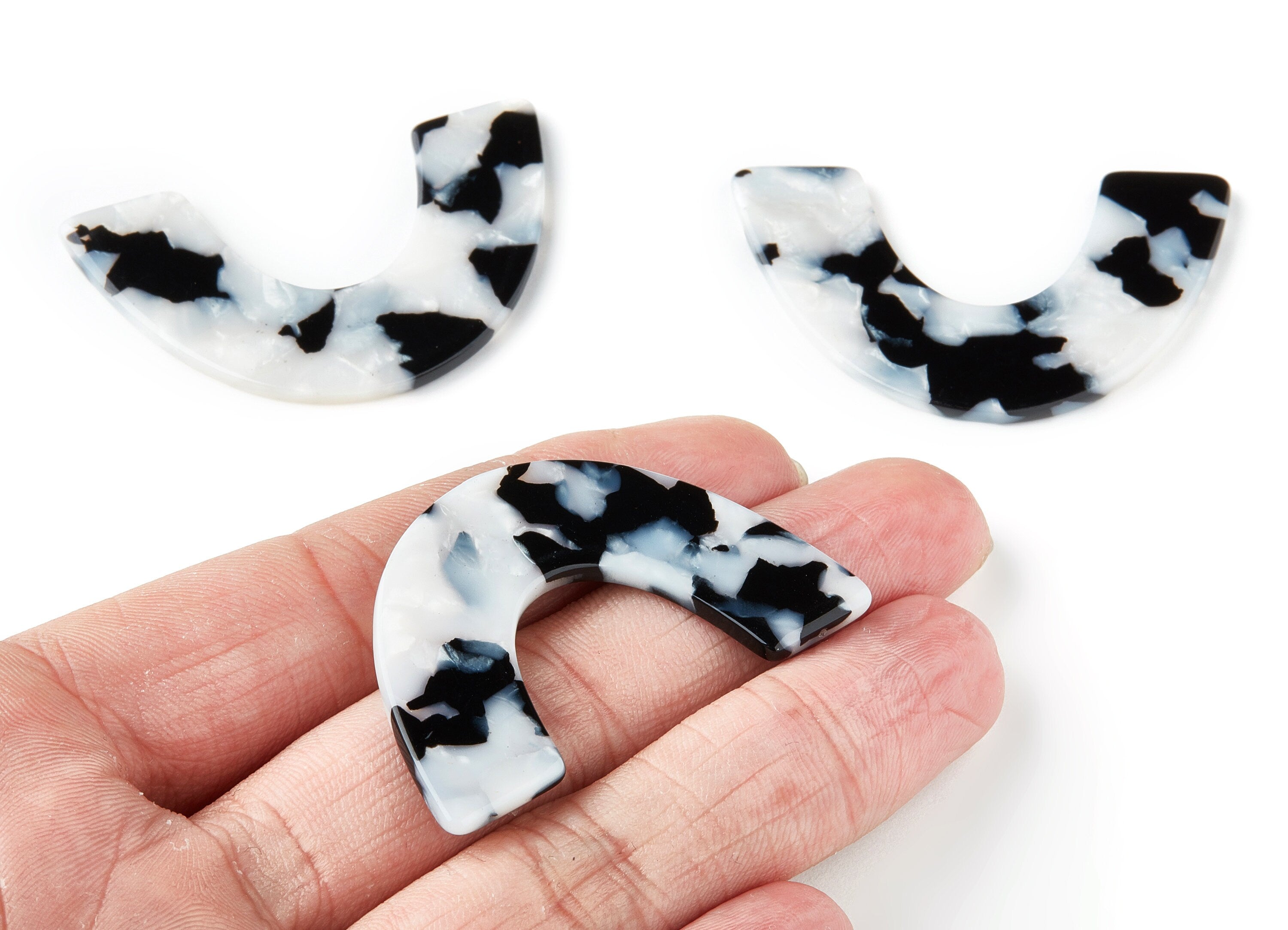 Acetate Large Arch Earring Charms One Hole - Semi Oval & U Shaped Pendant - Color Code: A15 - 30.5x48.2x2.51mm - AC1095M3 - DOMEDBAZAAR