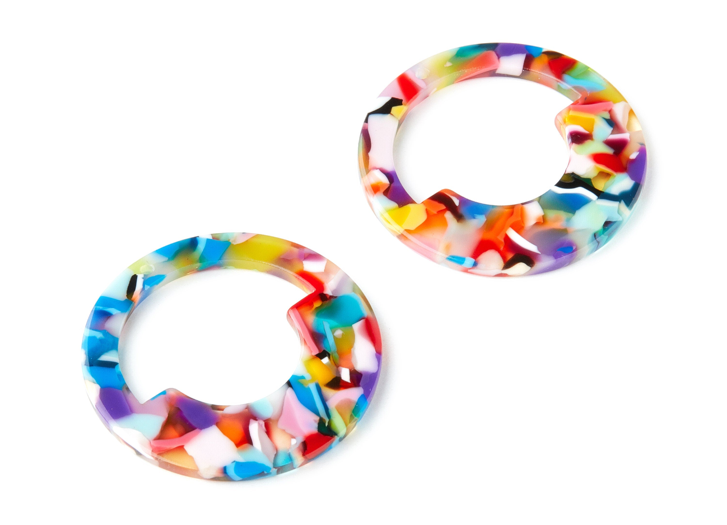 Acetate Circle Earring Charm - Acrylic Circle Pendant - Earring Findings - Jewelry Supplies - Color Code: A21 - 39.65 x39.65x2.5mm - AC1339D - DOMEDBAZAAR