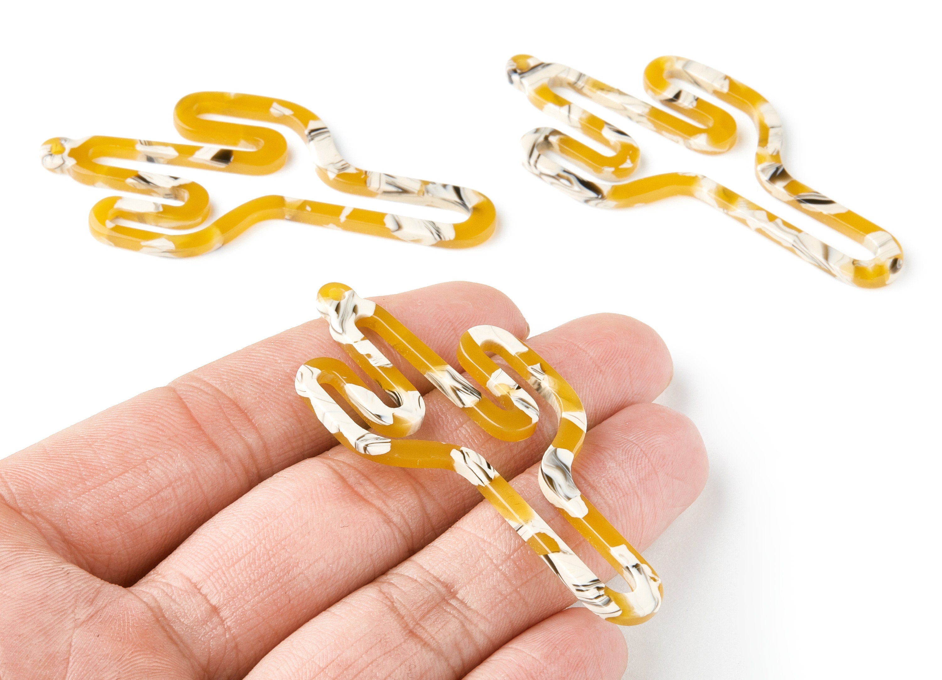 Acetate Acrylic Earring Charms - Cactus Shaped Pendant With 1 Hole - Color Code: A14 - Earring Findings - 64.47x29.15x2.65mm - AC1336B - DOMEDBAZAAR