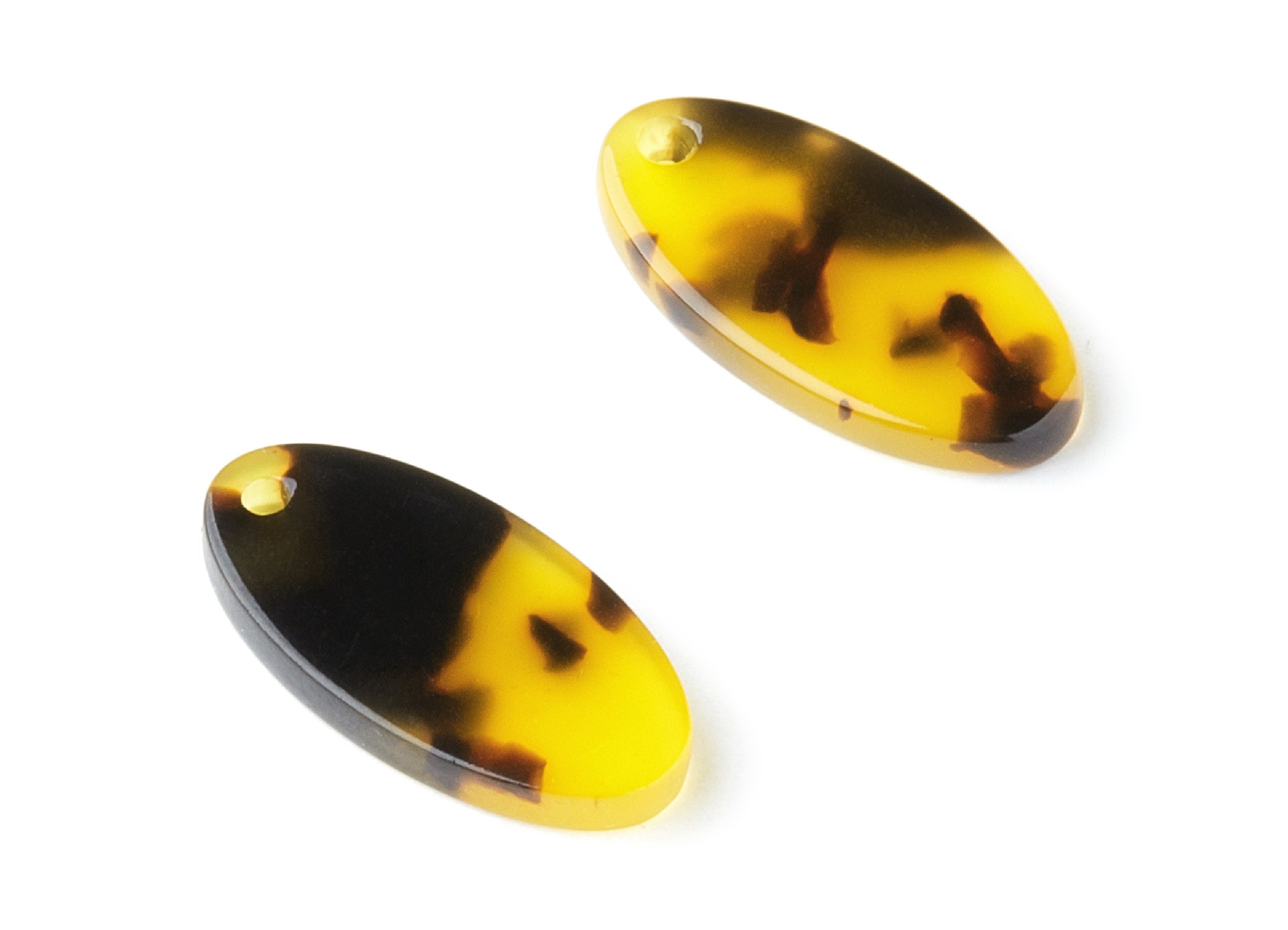Acetate Acrylic Earring Charms -  Acetate Pendant With 1 Hole - Color Code: A02 - Oval Shaped Earrings - 21.72x10.82x2.6mm - AC1396C - DOMEDBAZAAR