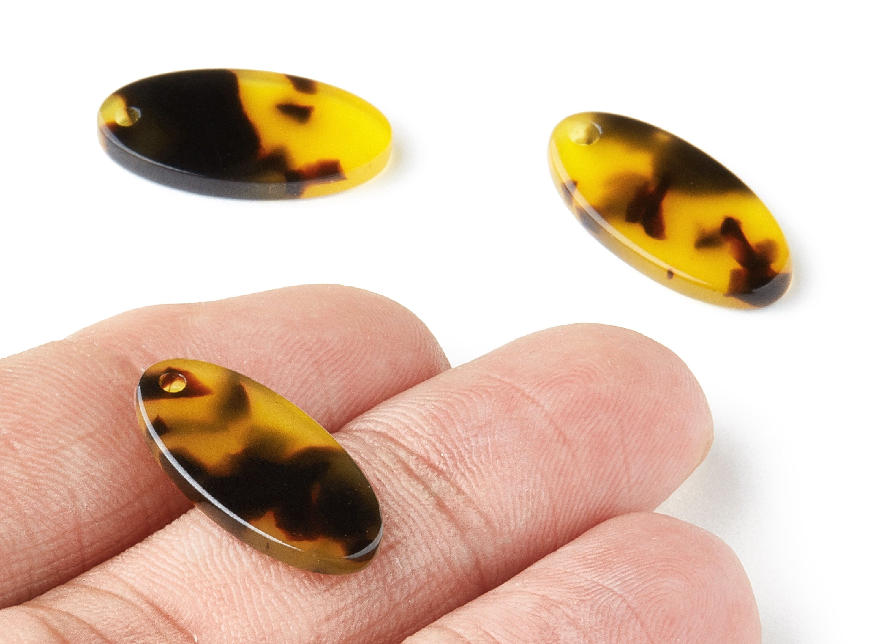 Acetate Acrylic Earring Charms -  Acetate Pendant With 1 Hole - Color Code: A02 - Oval Shaped Earrings - 21.72x10.82x2.6mm - AC1396C - DOMEDBAZAAR