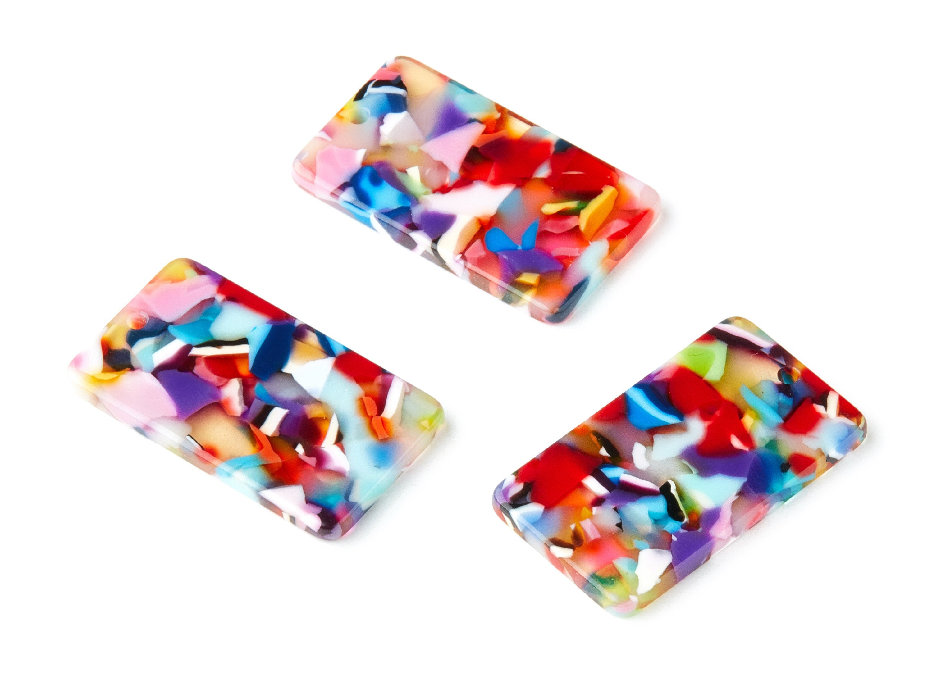 Acetate Acrylic Earring Charms - Rectangle Pendant With 1 Hole - Earring Findings - Color Code: A21 - 33.73x19.46x2.65mm - AC1217H - DOMEDBAZAAR