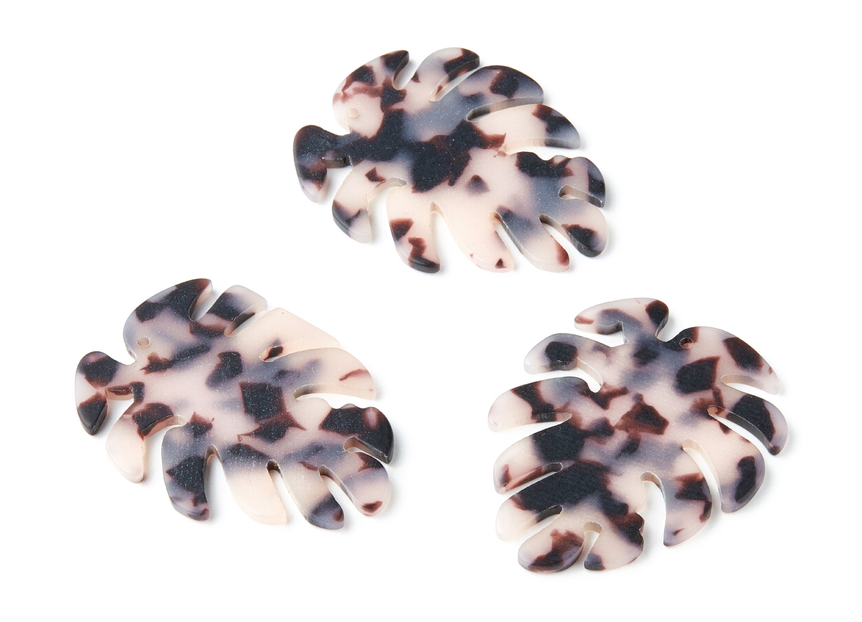 Acetate acrylic Earring Charms - Matte Blonde Tortoise Shell Earrings - Leaf Shaped Pendant - Color Code: A09 - 45.15x38x2.38mm - AC1199M - DOMEDBAZAAR