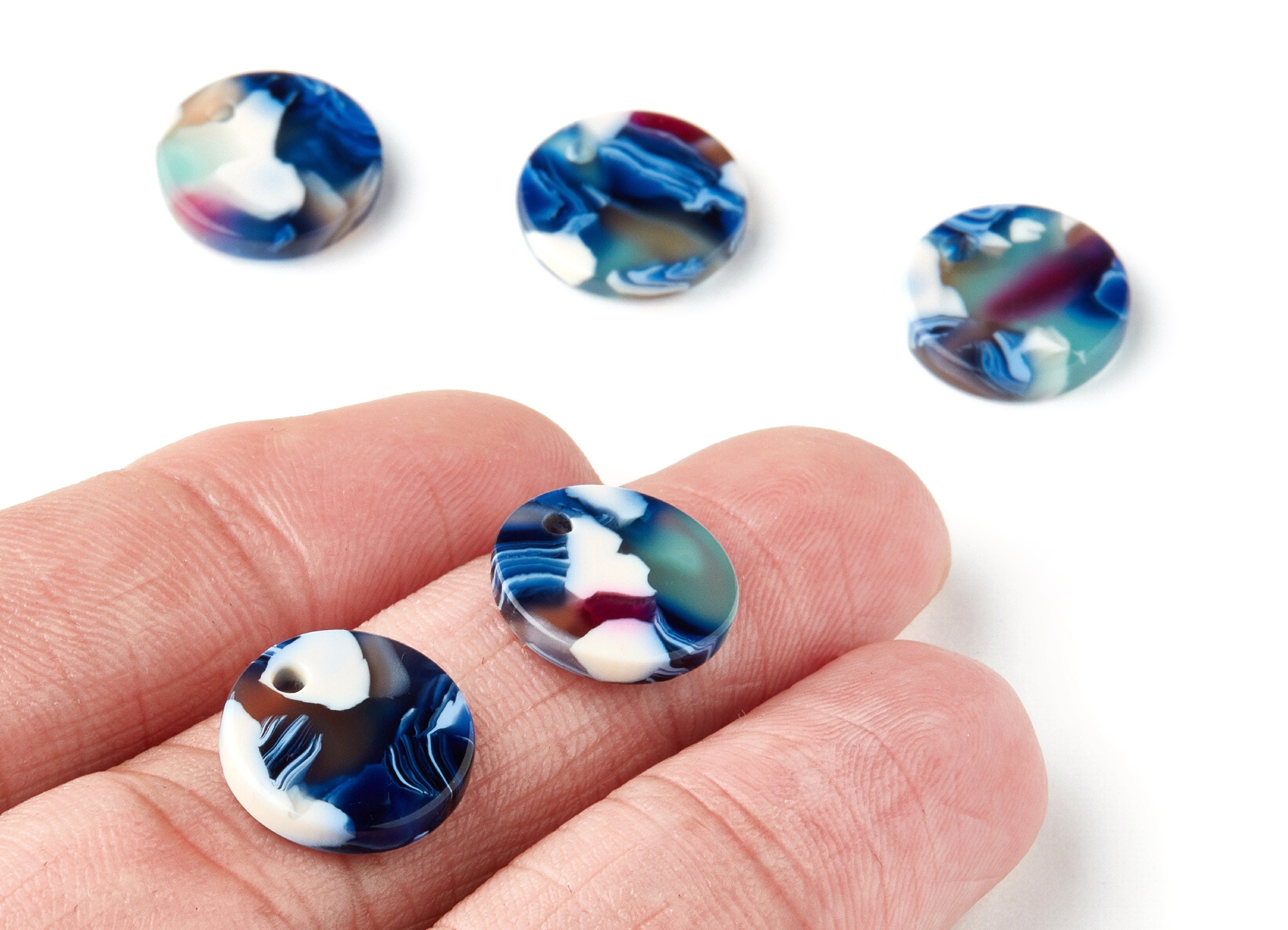 Acetate Round Acrylic Earring Charms - Acrylic Coin Pendant - Earring Findings - Jewelry Supplies - Color Code: A19 - 14.5x2.5mm - AC1287N - DOMEDBAZAAR