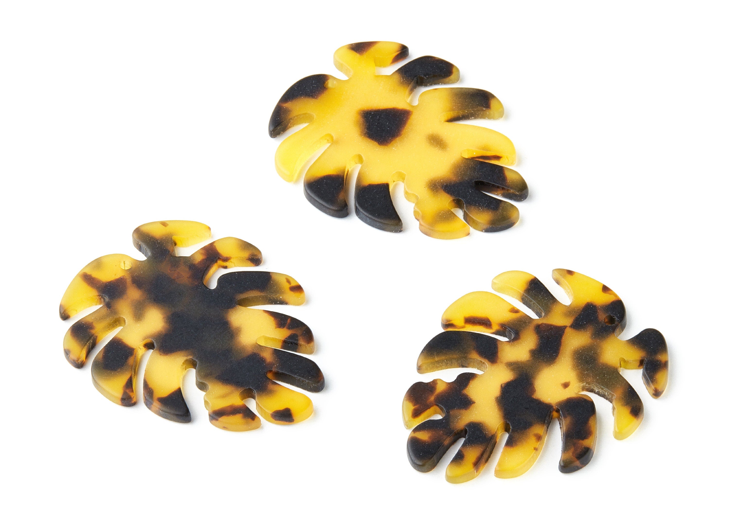 Acetate Acrylic Charms - Matte Tortoise Shell Earrings - Leaf Pendant - Jewelry Supplies - Color Code: A01 - 45.15x38x2.38mm - AC1199N - DOMEDBAZAAR