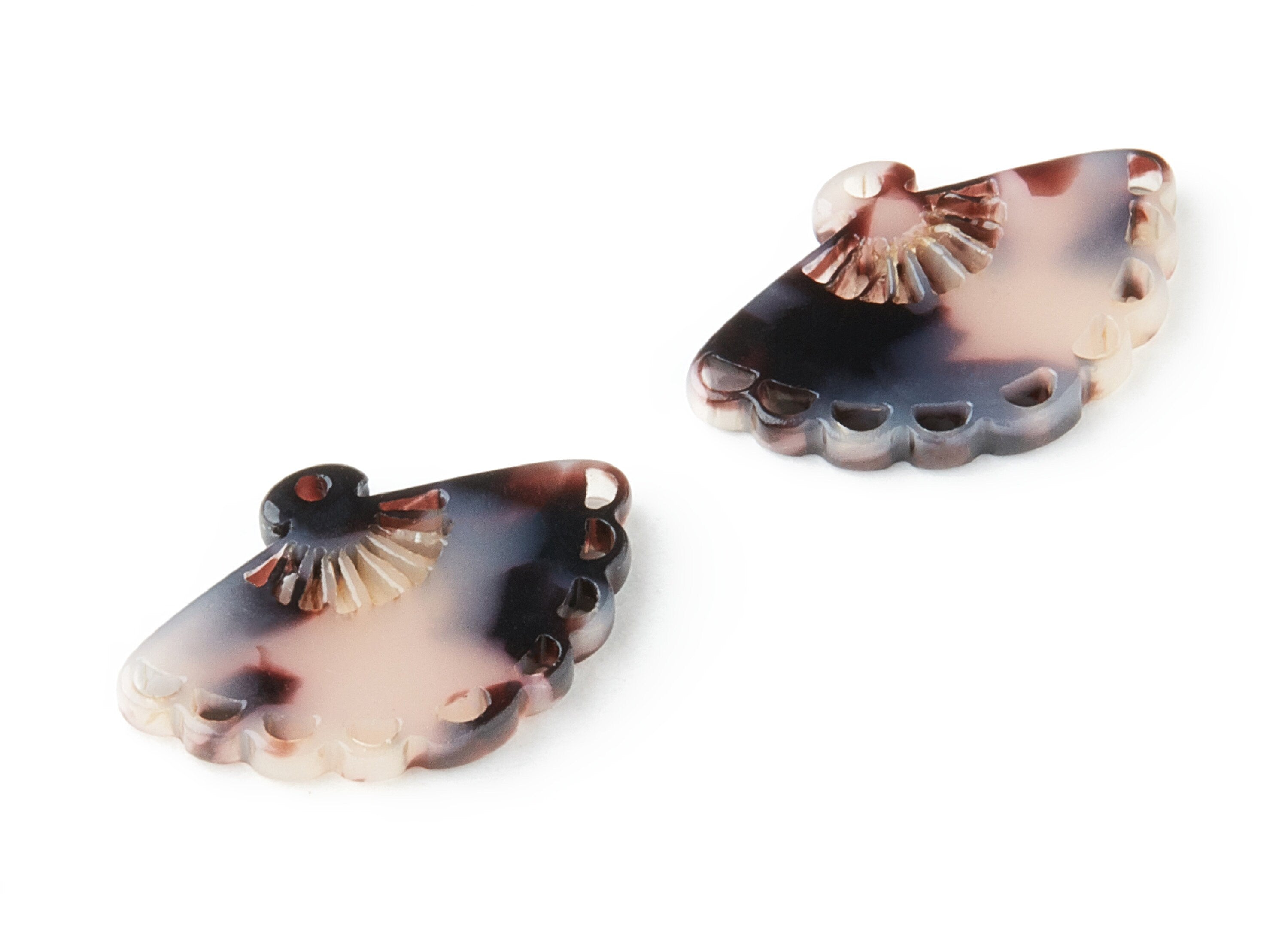 Acetate Fan Charms - Blonde Tortoise Shell Earrings - Fan Earrings & Pendant - Color Code: A06 - 16.5x24.1x2.46mm - AC1063B - DOMEDBAZAAR