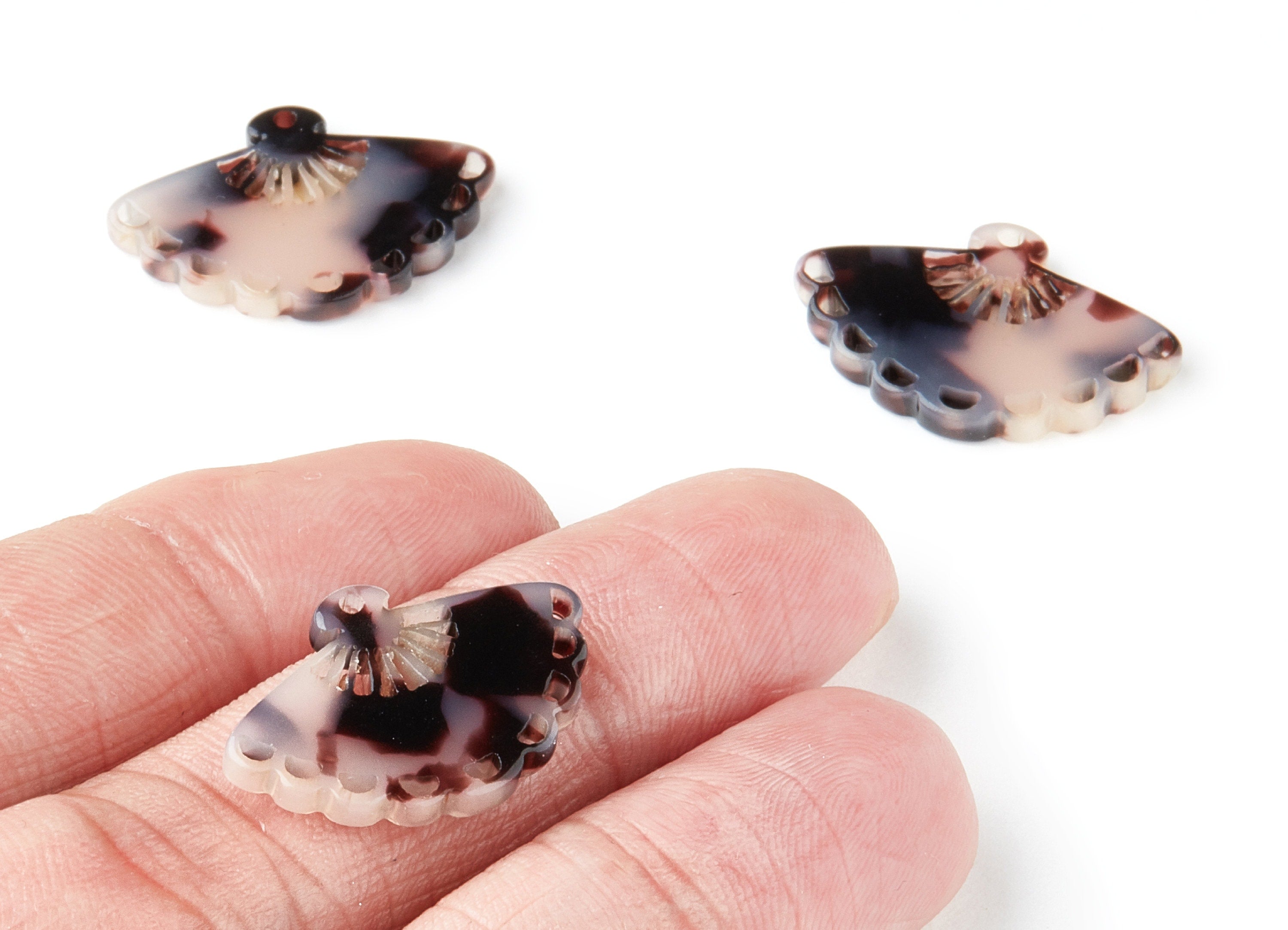 Acetate Fan Charms - Blonde Tortoise Shell Earrings - Fan Earrings & Pendant - Color Code: A06 - 16.5x24.1x2.46mm - AC1063B - DOMEDBAZAAR