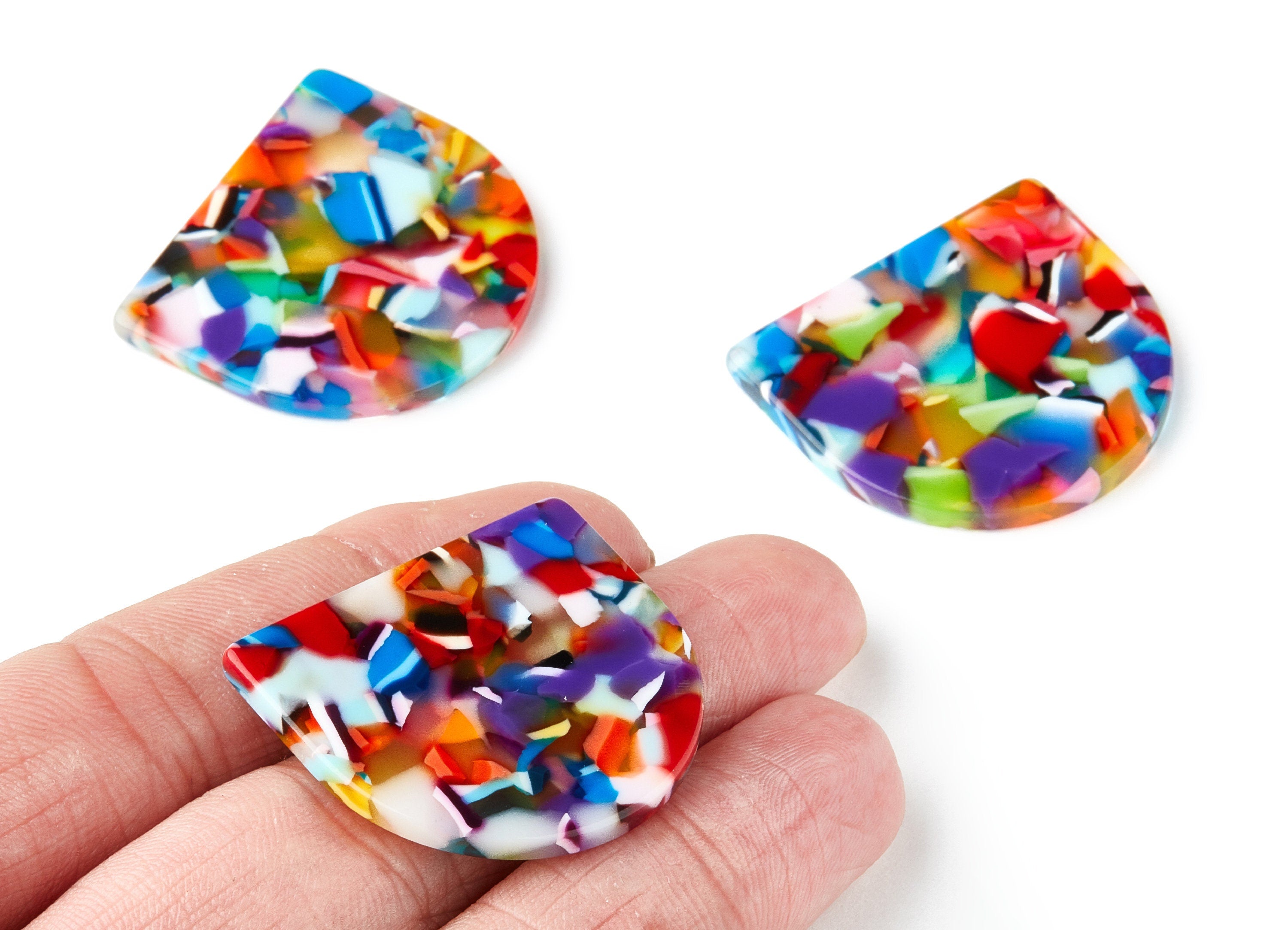Acetate D Charms - No Hole - D Earrings - Earring Findings - Jewelry Supplies - Color Code: A21 - 29.5x34.3x2.48mm - AC1381A - DOMEDBAZAAR