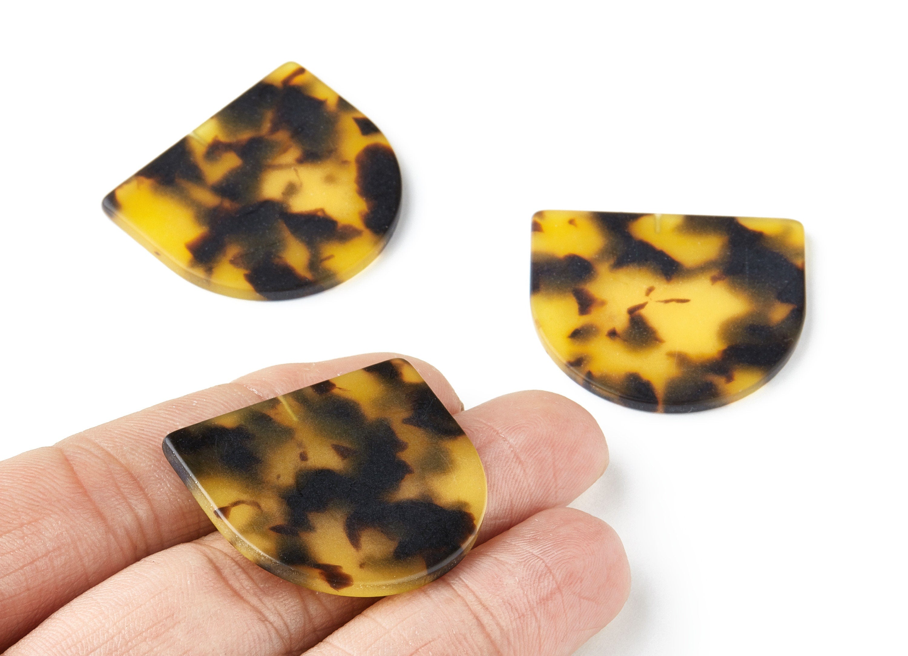 Acetate D Charms - Matte Tortoise Shell Earrings - D Earrings - Jewelry Making Supplies - Color Code: A01 - 29.5x34.3x2.48mm - AC1381C - DOMEDBAZAAR