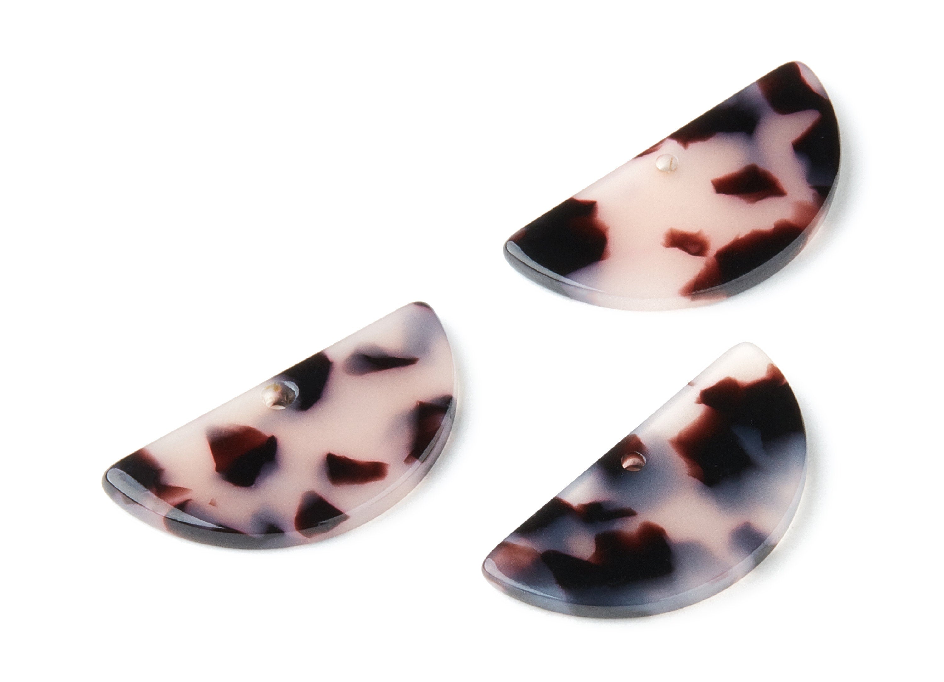 Acetate Semicircle Charms - Tortoise Shell Earrings - Semicircle Earrings & Pendant - Color Code: A06 - 14.4x28.8x2.55mm - AC1039G - DOMEDBAZAAR