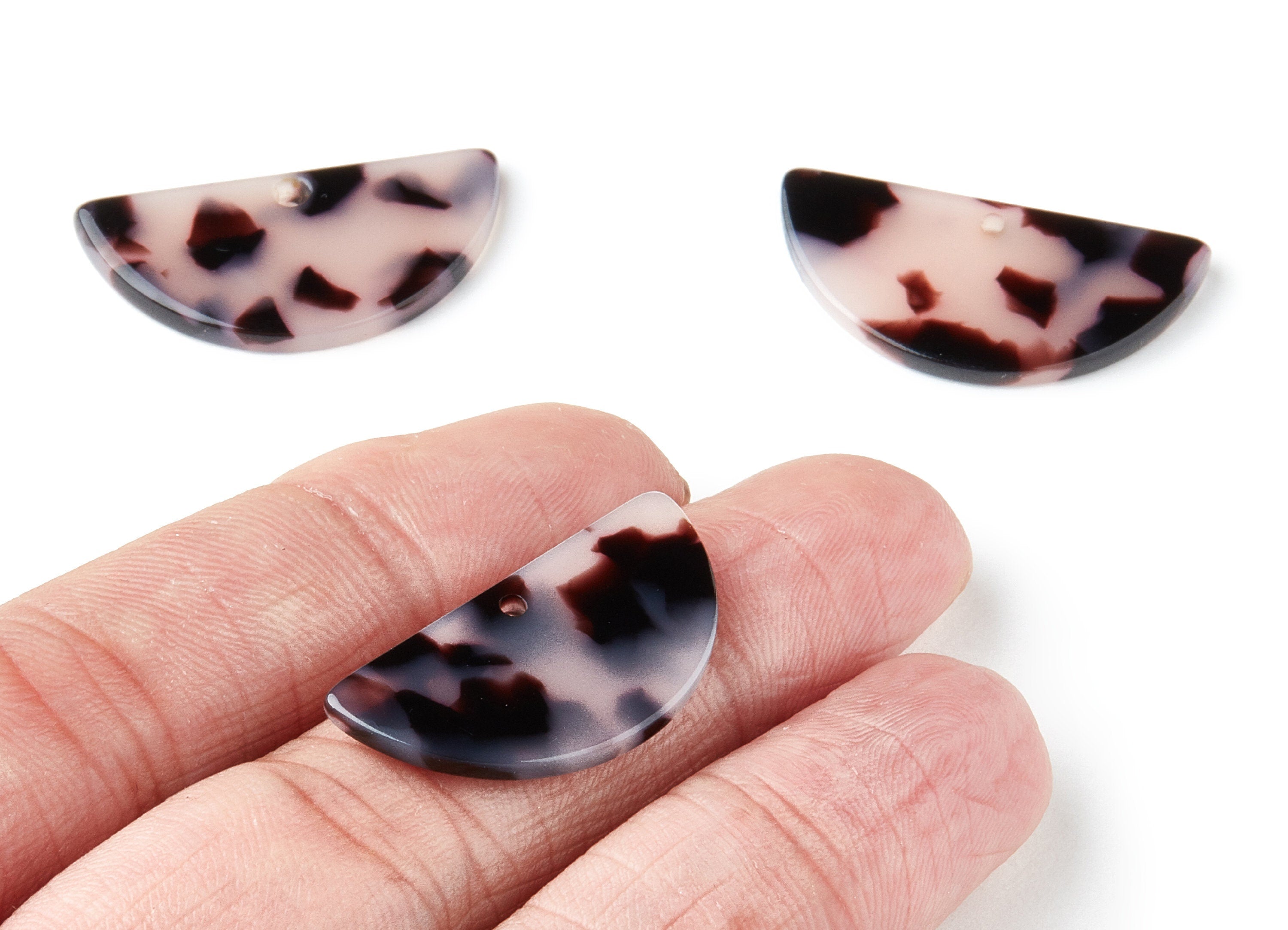 Acetate Semicircle Charms - Tortoise Shell Earrings - Semicircle Earrings & Pendant - Color Code: A06 - 14.4x28.8x2.55mm - AC1039G - DOMEDBAZAAR