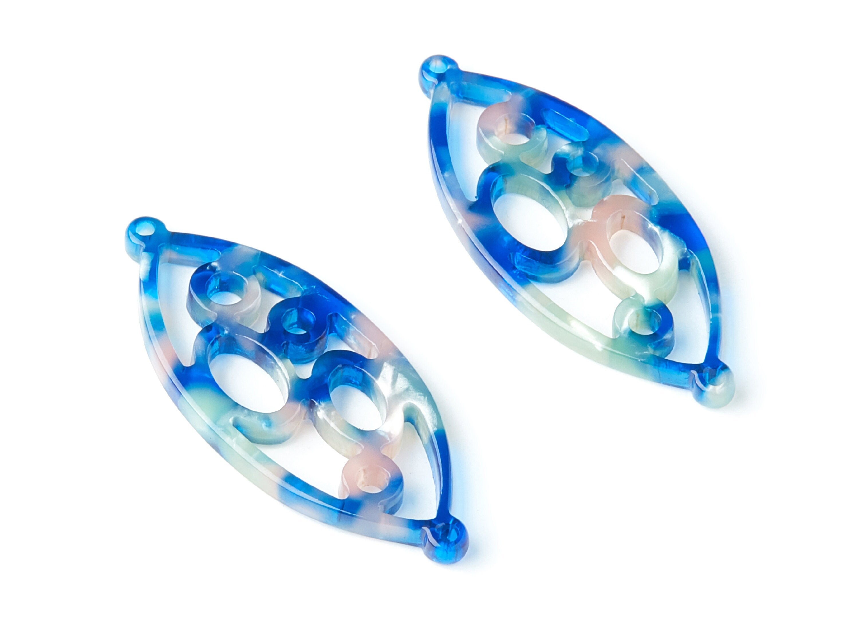 Acetate Leaf Earring Charms - Leaf Shaped Pendant - Earring Findings - Jewelry Supplies - 43.78x18x2.84mm - AC1372A - DOMEDBAZAAR