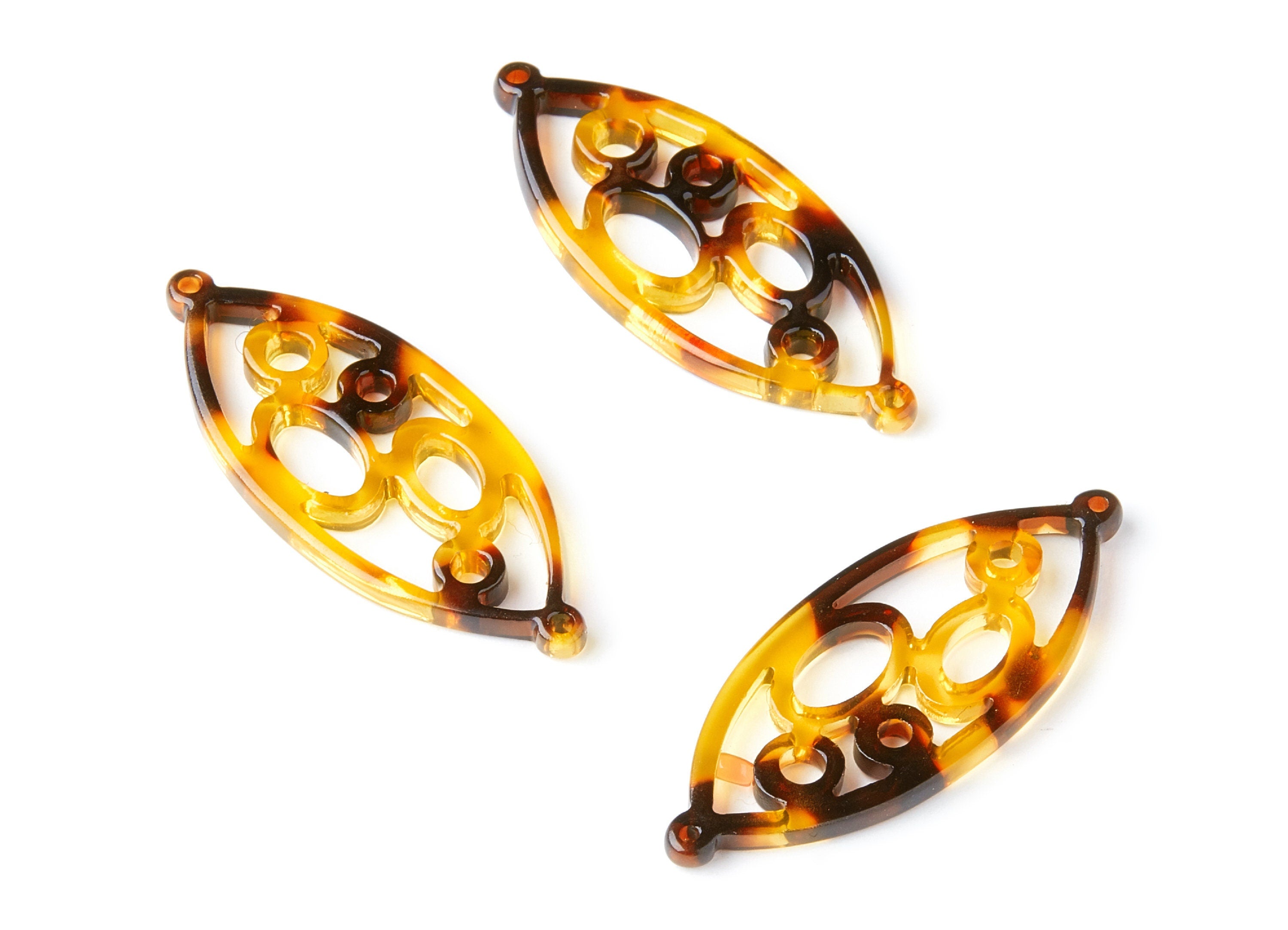 Acetate Acrylic Earring Charms - Tortoise Shell Earrings - Leaf Shaped Pendant - Jewelry Making Supplies - 43.78x18x2.84mm - AC1372B - DOMEDBAZAAR