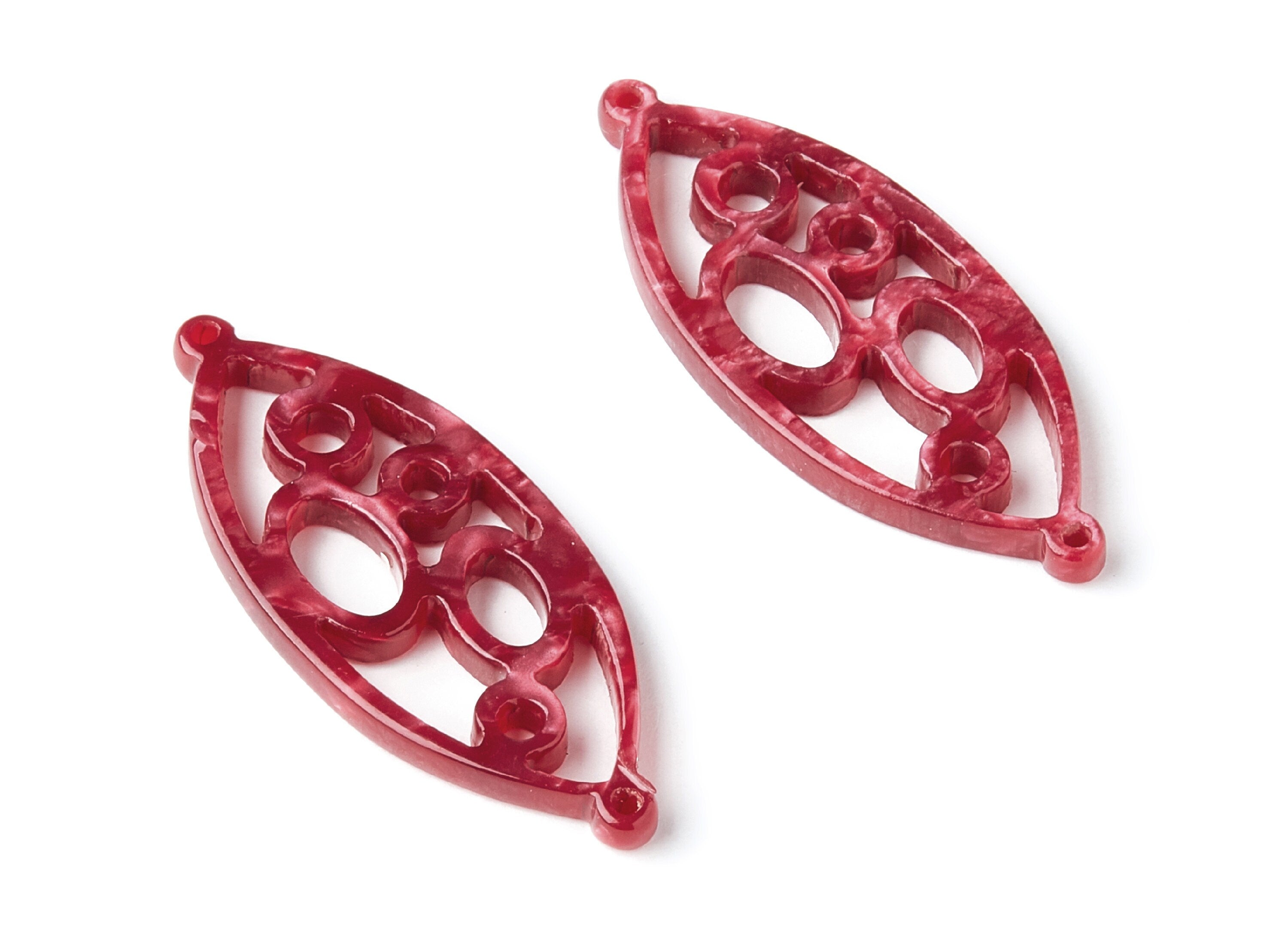 Acetate Leaf Earring Charms - Leaf Shaped Pendant - Earring Findings - Jewelry Supplies - 43.78x18x2.84mm - AC1372D - DOMEDBAZAAR