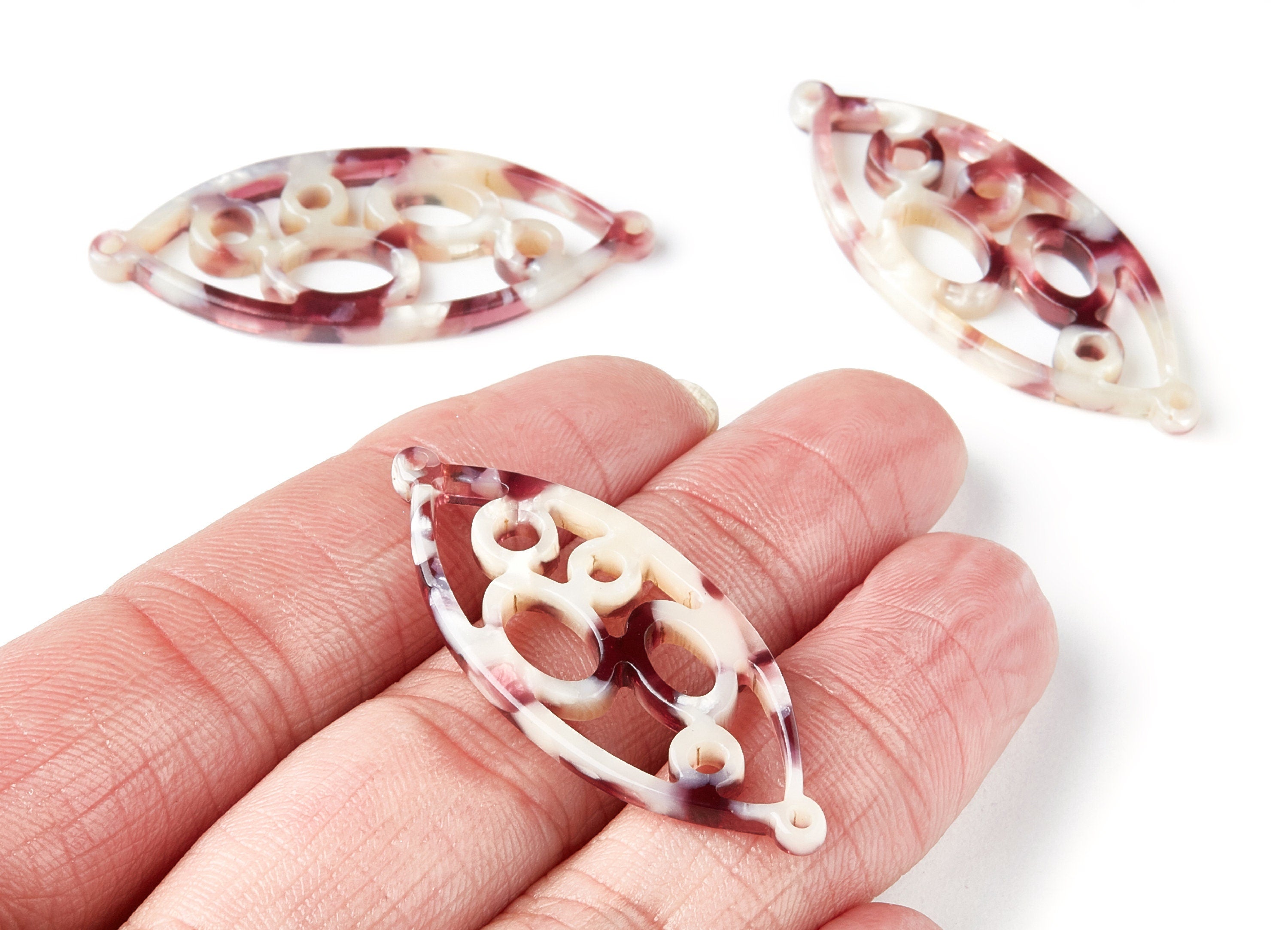 Acetate Leaf Earring Charms - Leaf Shaped Pendant - Earring Findings - Jewelry Supplies - 43.78x18x2.84mm - AC1372G - DOMEDBAZAAR
