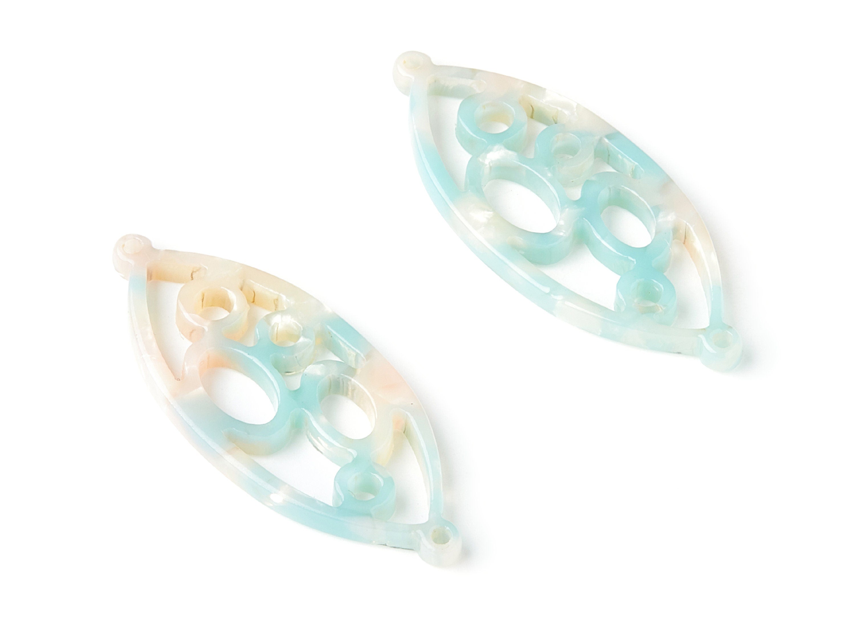 Acetate Leaf Earring Charms - Leaf Shaped Pendant - Earring Findings - Jewelry Supplies - 43.78x18x2.84mm - AC1372H - DOMEDBAZAAR