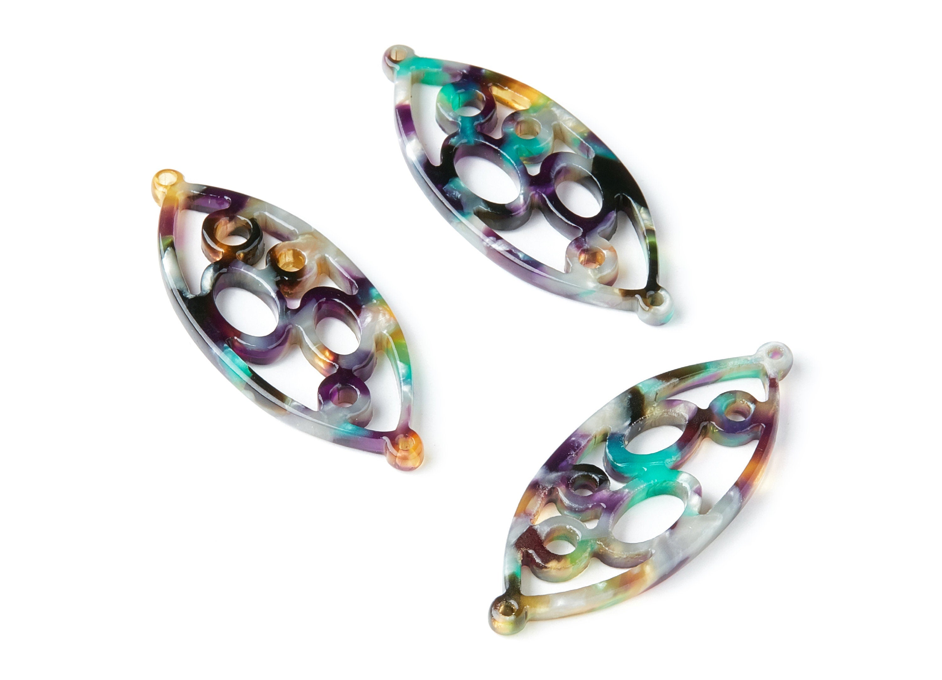 Acetate Leaf Earring Charms - Leaf Shaped Pendant - Earring Findings - Jewelry Supplies - 43.78x18x2.84mm - AC1372M - DOMEDBAZAAR