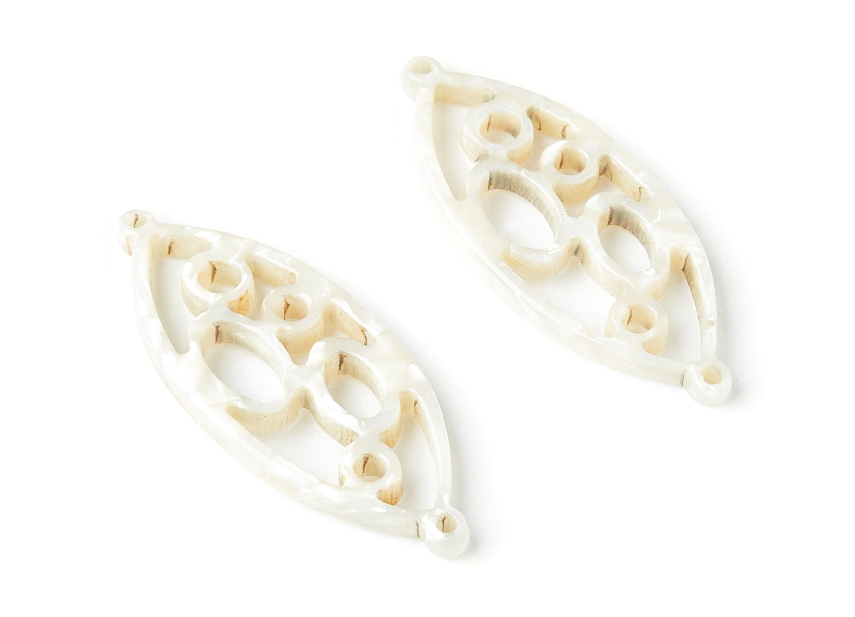 Acetate Leaf Earring Charms - Leaf Shaped Pendant - Earring Findings - Jewelry Supplies - 43.78x18x2.84mm - AC1372V - DOMEDBAZAAR