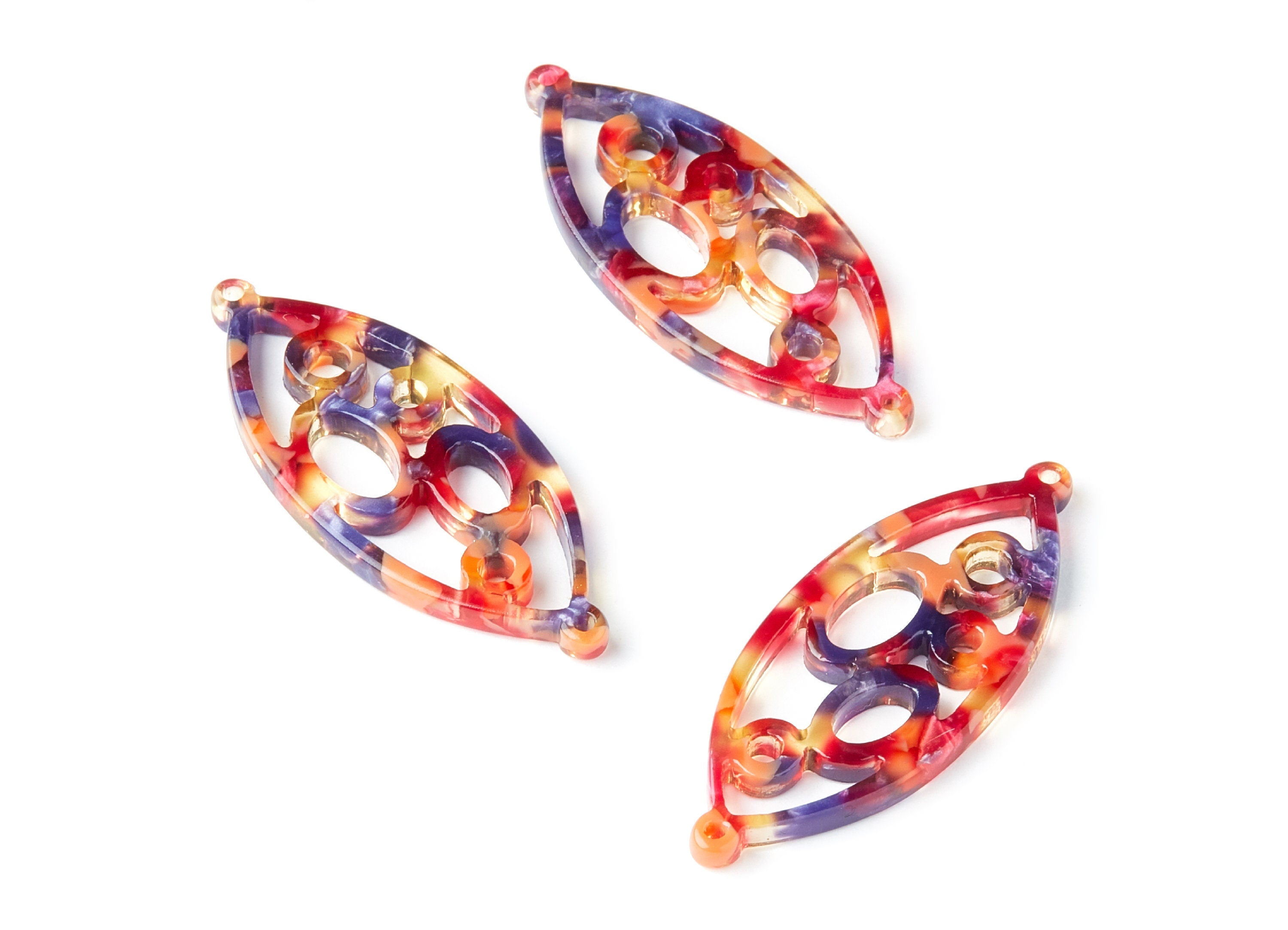 Acetate Leaf Earring Charms - Leaf Shaped Pendant - Earring Findings - Jewelry Supplies - 43.78x18x2.84mm - AC1372Y - DOMEDBAZAAR