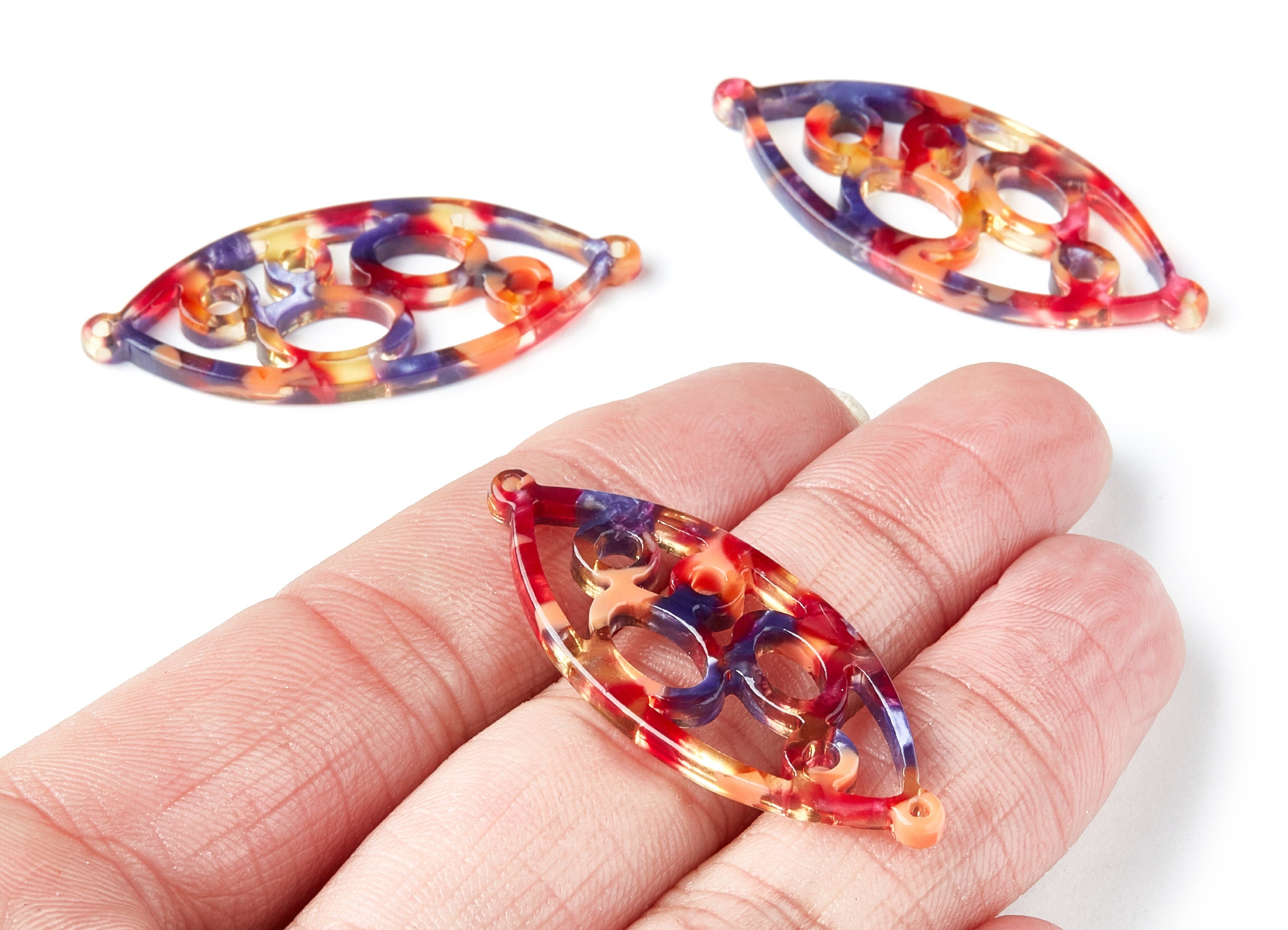 Acetate Leaf Earring Charms - Leaf Shaped Pendant - Earring Findings - Jewelry Supplies - 43.78x18x2.84mm - AC1372Y - DOMEDBAZAAR