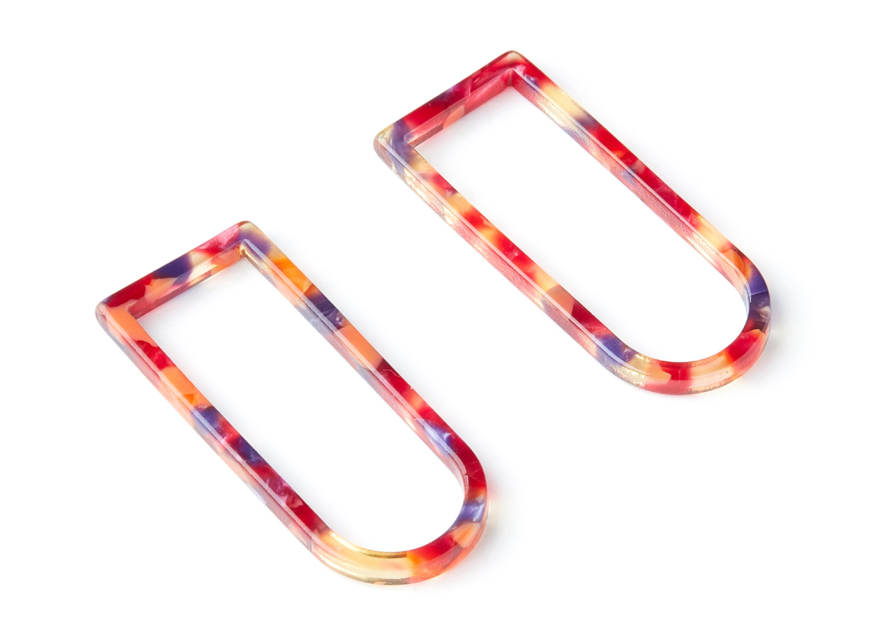 Acetate Geometric Earring Charms - Geometric Shaped Pendant - Earring Findings - Jewelry Supplies - 41.5x17.69x2.66mm - AC1362S - DOMEDBAZAAR
