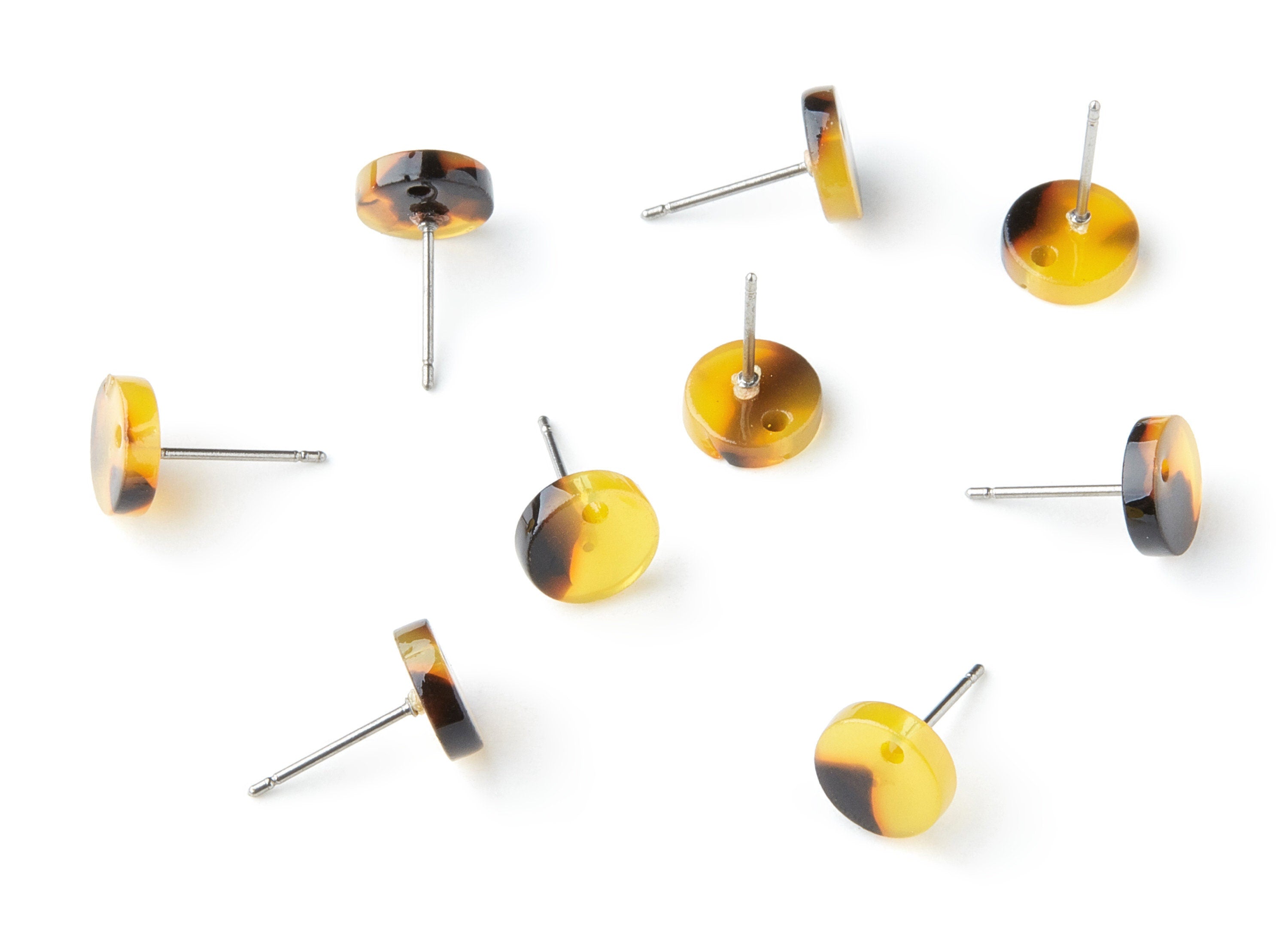 Acetate Acrylic Earring Stud - Post Charm - Tortoise Shell Earring - Circle Earrings - Color Code: A01 - 9x9x2.6mm - AC1347B - DOMEDBAZAAR