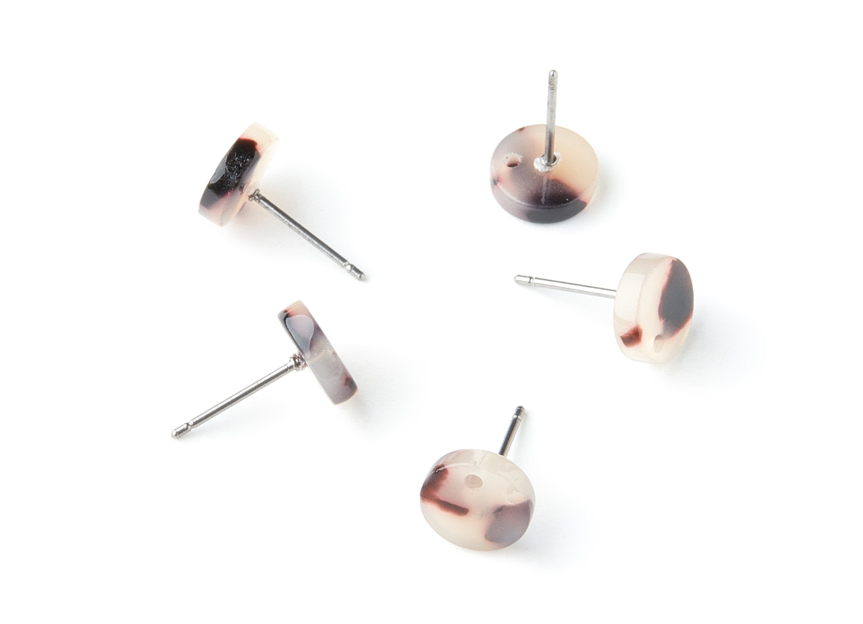 Acetate Acrylic Earring Stud - Post Charms - Blonde Tortoise Shell Earrings - Circle Earrings - Color Code: A06 - 9x9x2.6mm - AC1347A - DOMEDBAZAAR