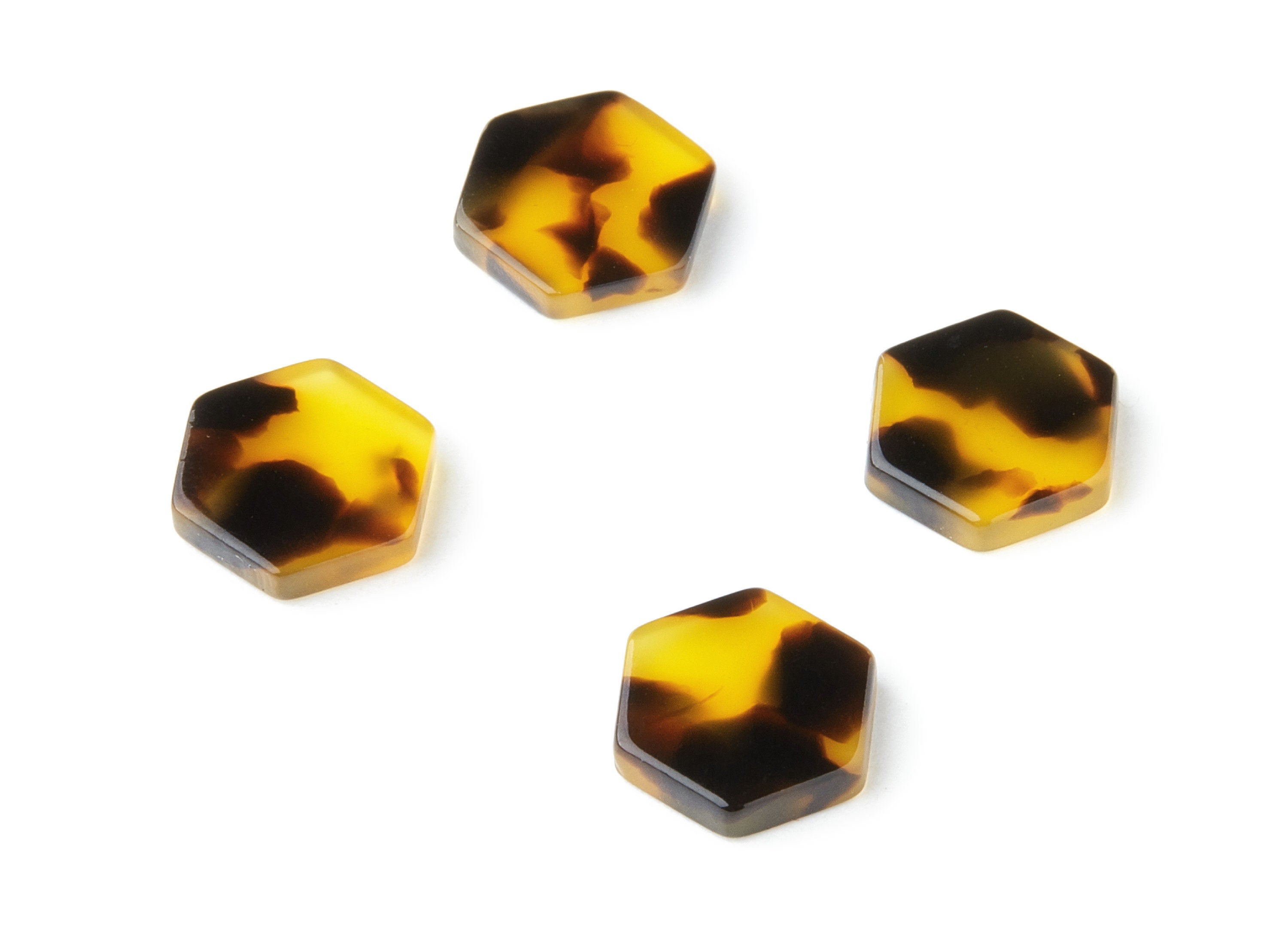 Acetate Acrylic Earring Charms - Tortoise Shell Pendants - Hexagon Shaped Earrings - Color Code: A02 - 12.29x11x2.53mm - AC1418C - DOMEDBAZAAR