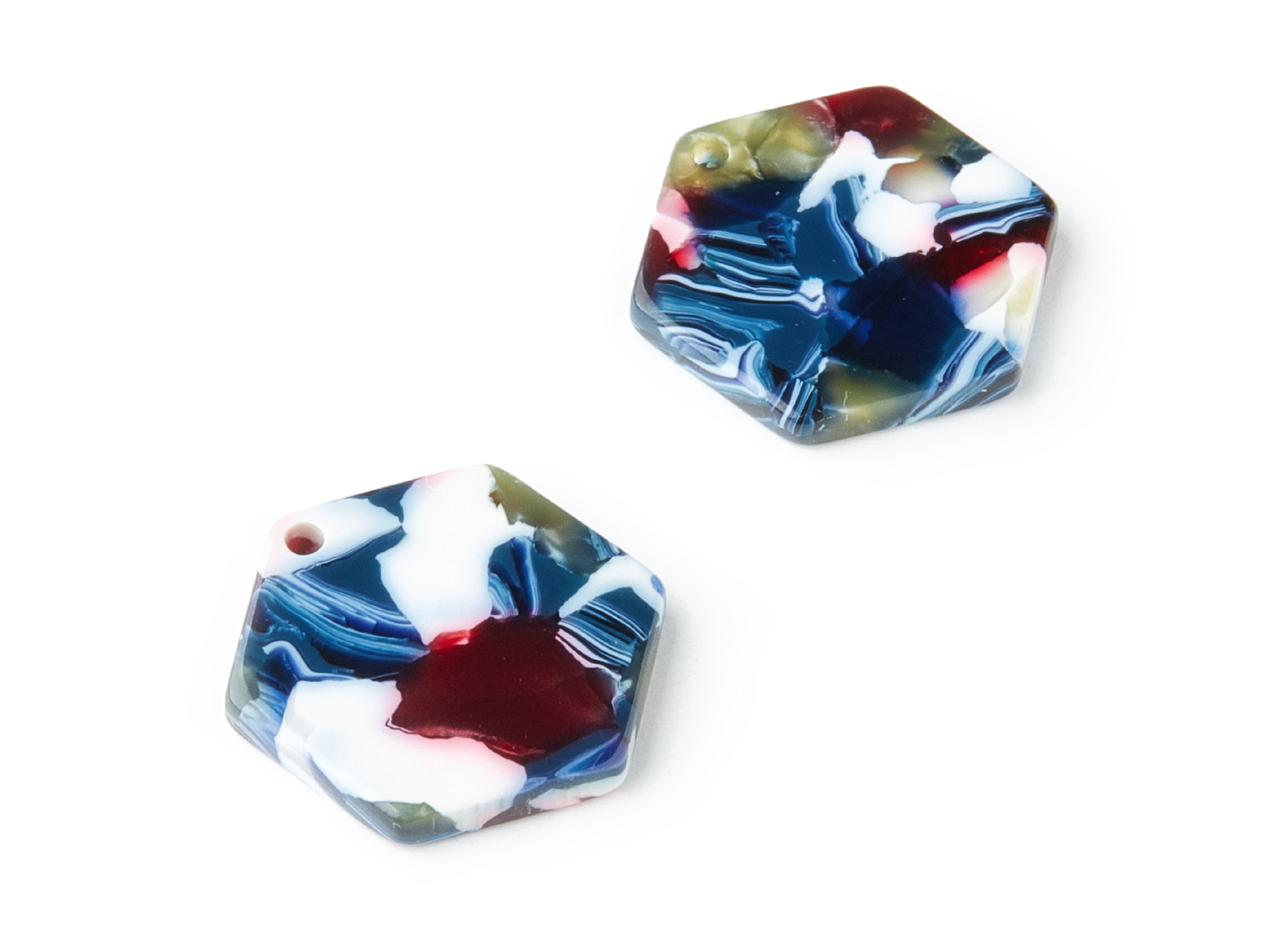Acetate Hexagon Earring Charms - Acrylic Hexagon Pendant - Earring Findings - Jewelry Supplies - Color Code: A19 - 21.55x19x2.6mm - AC1188D - DOMEDBAZAAR