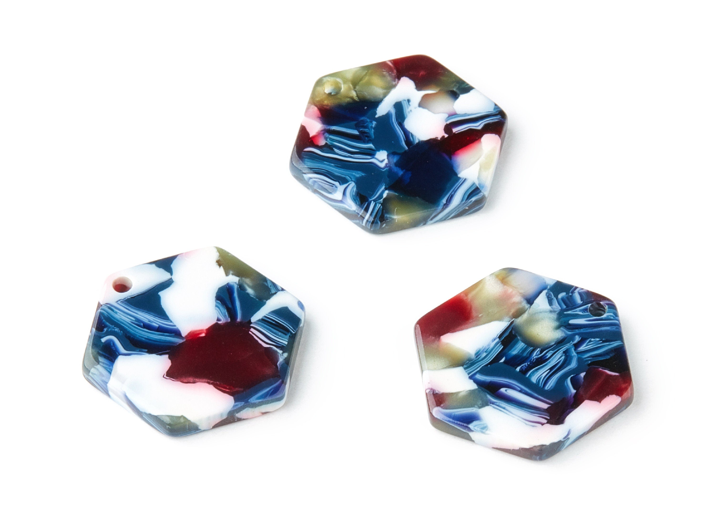 Acetate Hexagon Earring Charms - Acrylic Hexagon Pendant - Earring Findings - Jewelry Supplies - Color Code: A19 - 21.55x19x2.6mm - AC1188D - DOMEDBAZAAR