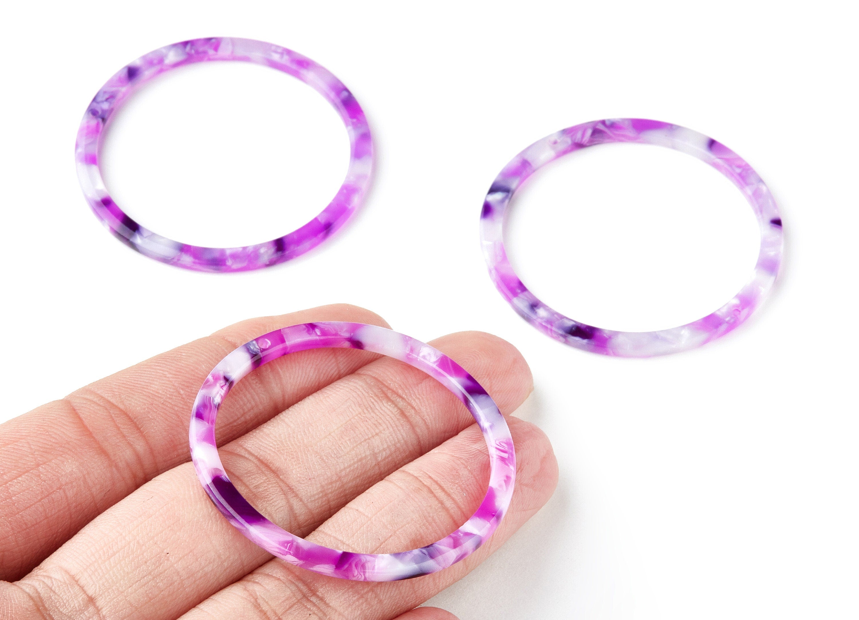 Acetate Hoop Earring Charms - Circle Shaped Pendant - Earring Findings - Jewelry Supplies - Color Code: A224 - 44.3x44.3x2.7mm - AC1126J - DOMEDBAZAAR