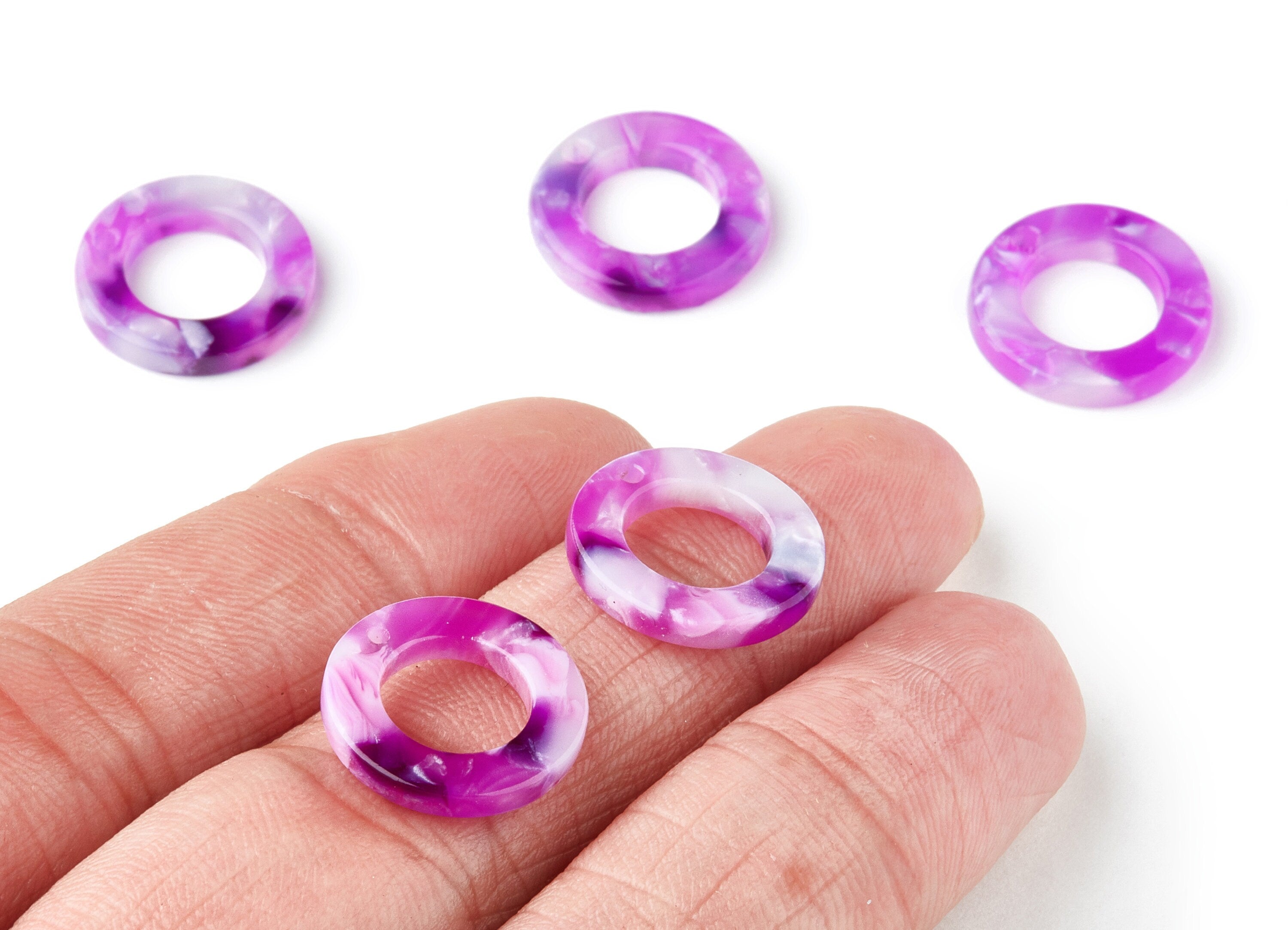 Acetate Hoop Earring Charms - Acrylic Circle Pendant - Earring Findings - Jewelry Supplies - Color Code: A224 - 15.9x15.9x2.66mm - AC1117J - DOMEDBAZAAR