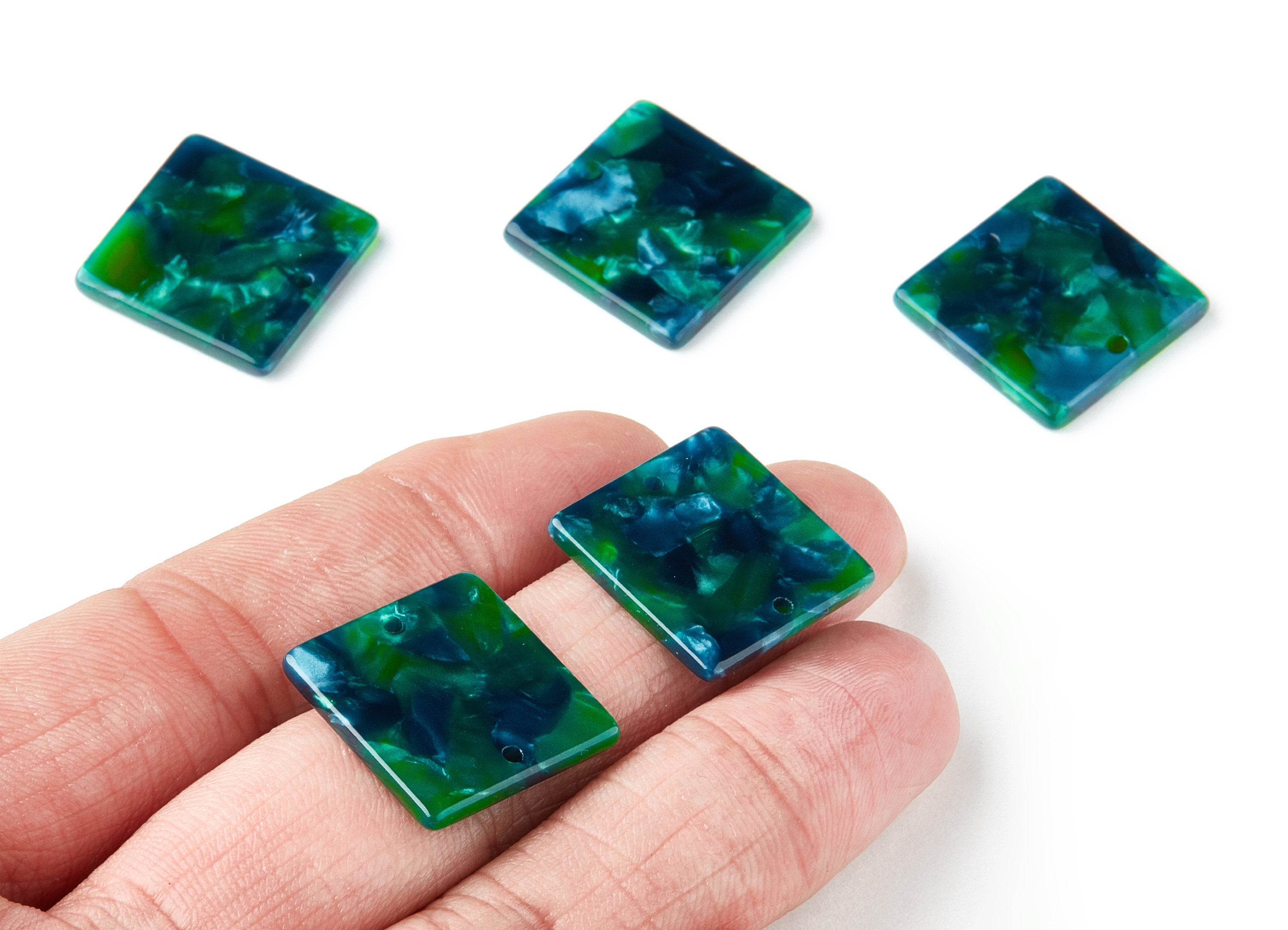 Acetate Square Earring Charms - Square Pendant - Earring Findings - Jewelry Supplies - Color Code: A13 - 19.74x19.77x2.69mm - AC1415B - DOMEDBAZAAR