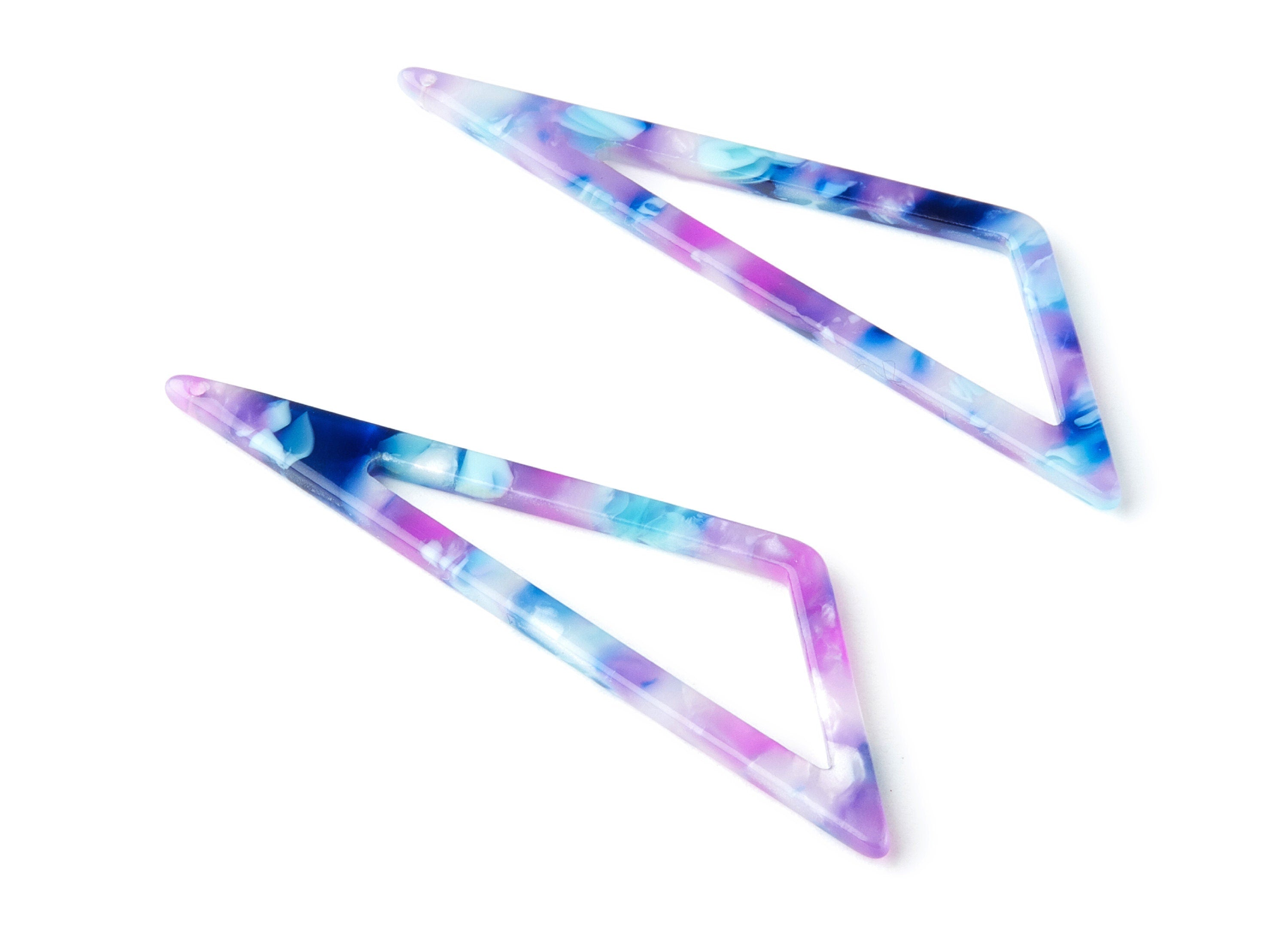 Acetate Acrylic Earring Charms - Triangle Shaped Acetate Acrylic Pendant - 1 Hole - Color Code:A197 - 64.5x18x2.5mm - AC1040G - DOMEDBAZAAR