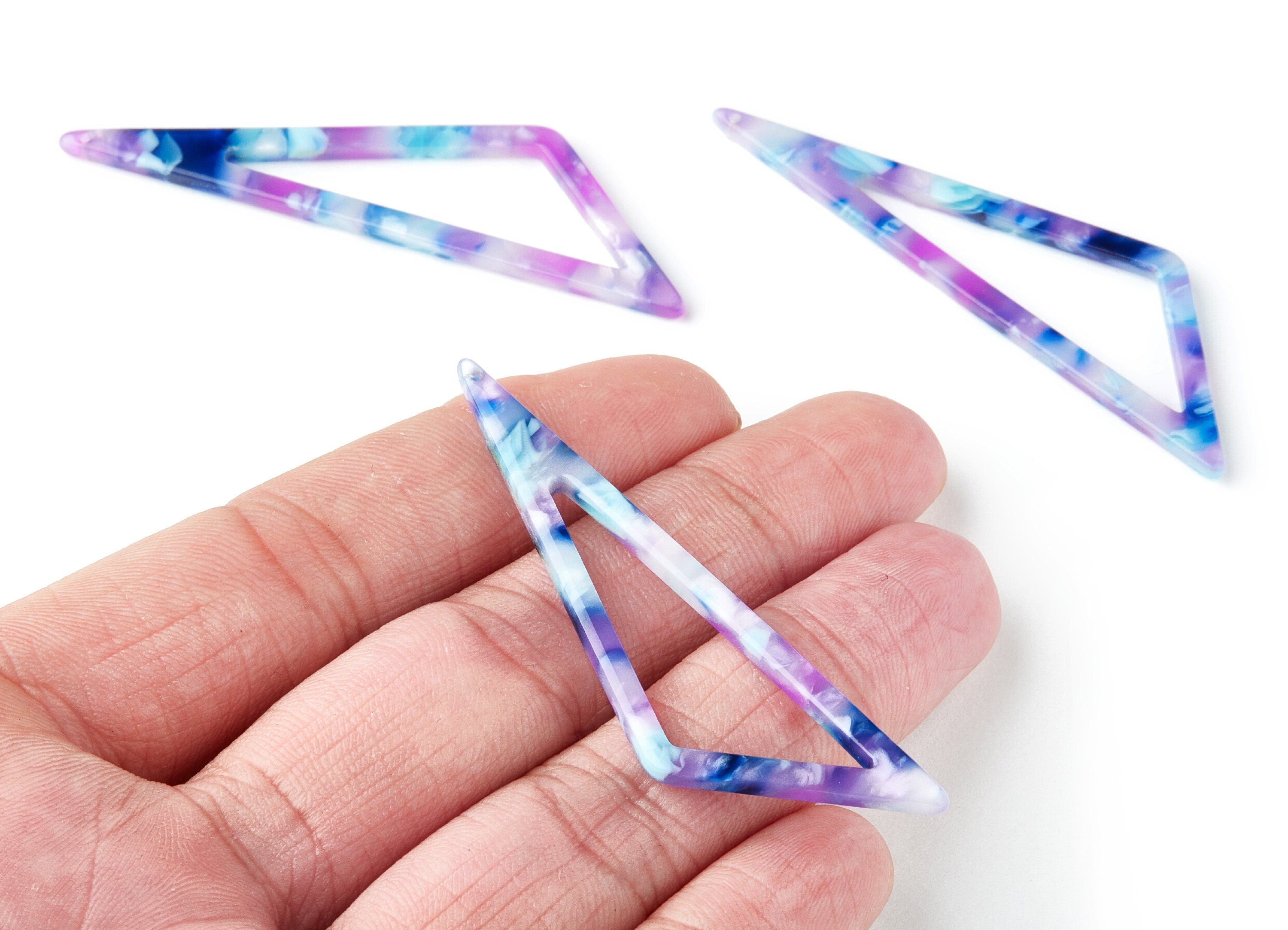 Acetate Acrylic Earring Charms - Triangle Shaped Acetate Acrylic Pendant - 1 Hole - Color Code:A197 - 64.5x18x2.5mm - AC1040G - DOMEDBAZAAR