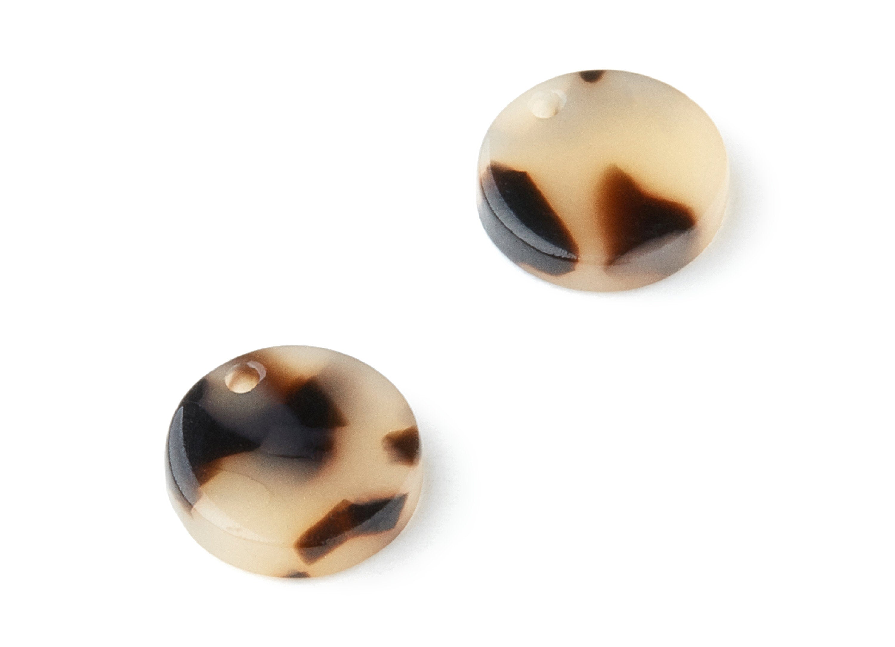 Acetate Earring Charms - Blonde Tortoise Shell Earrings - Round Circle Shaped - Color Code:A07 - 11.81x11.81x2.58mm - AC1161E - DOMEDBAZAAR
