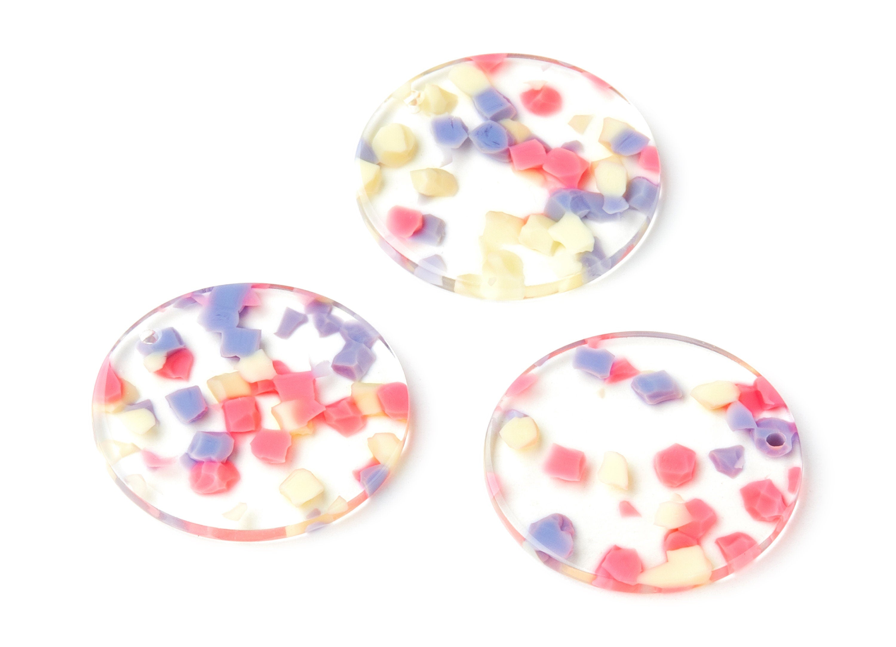 Acetate Round Earring Charm - Acrylic Circle Pendant - Earring Findings - Jewelry Supplies - Color Code: A168 - 32.08x32.08x2.81mm - AC1254A - DOMEDBAZAAR