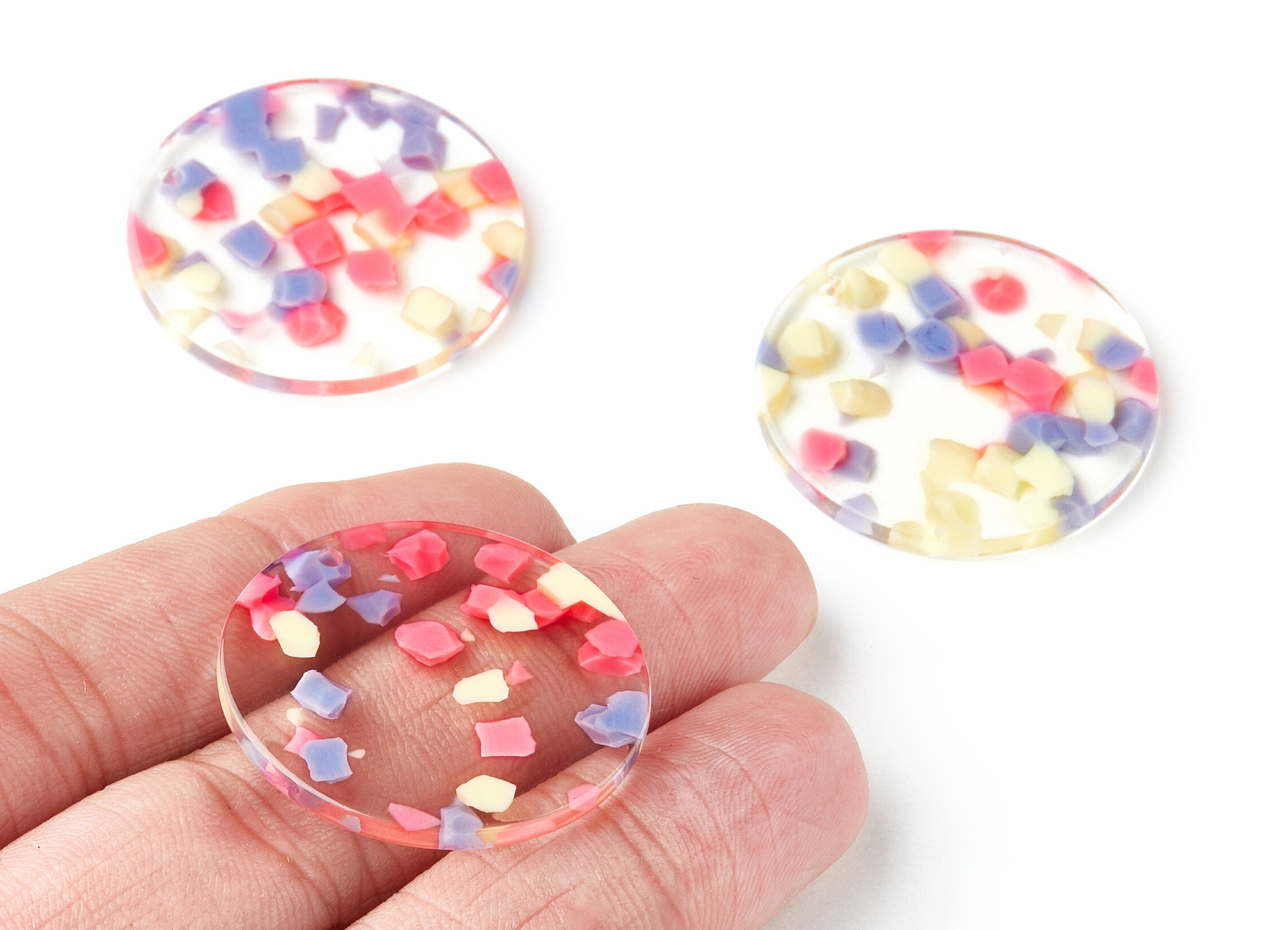 Acetate Round Earring Charm - Acrylic Circle Pendant - Earring Findings - Jewelry Supplies - Color Code: A168 - 32.08x32.08x2.81mm - AC1254A - DOMEDBAZAAR