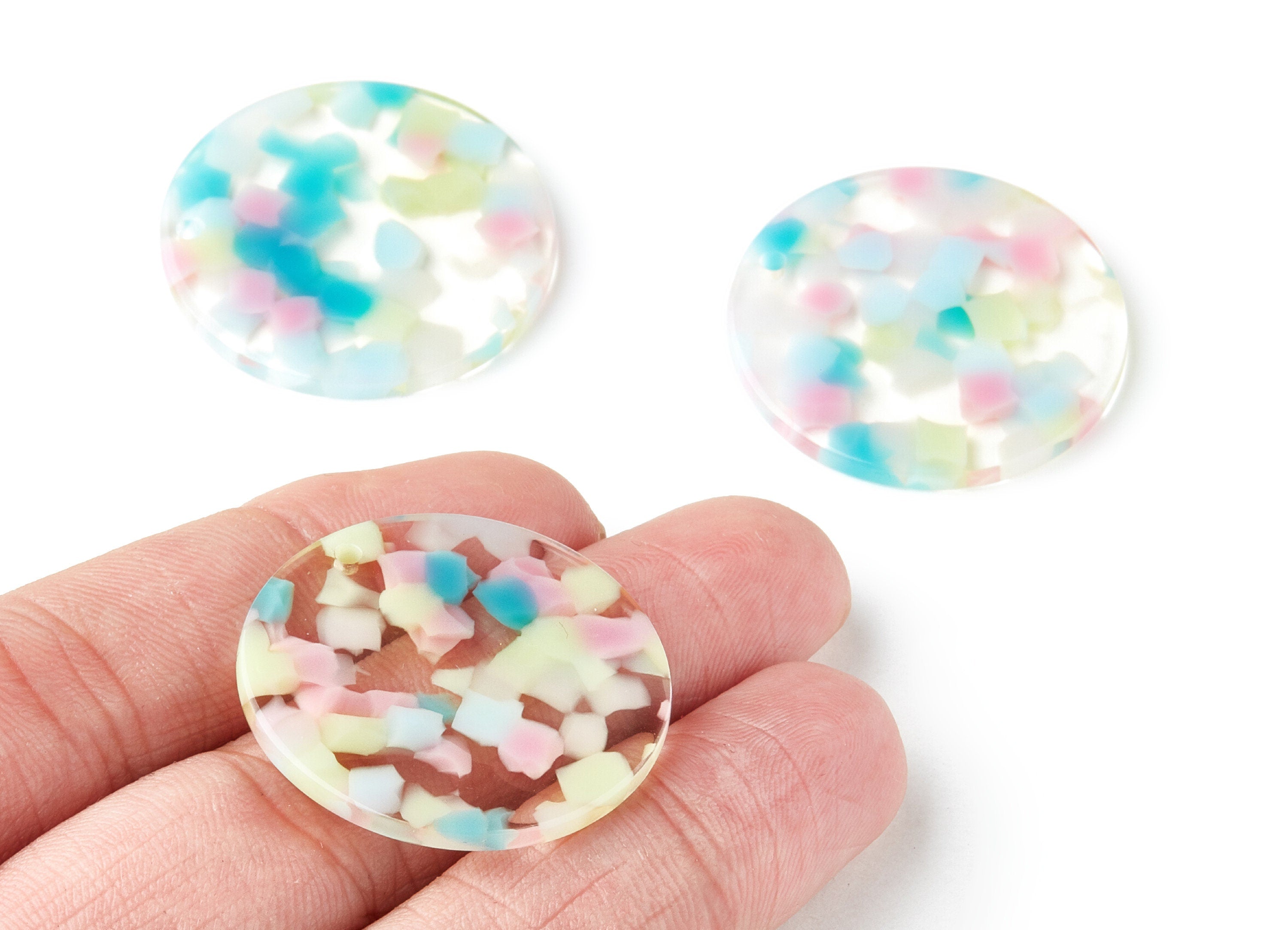 Acetate Round Earring Charm - Acrylic Circle Pendant - Earring Findings - Jewelry Supplies - Color Code: A222 - 32.08x32.08x2.81mm - AC1254B - DOMEDBAZAAR