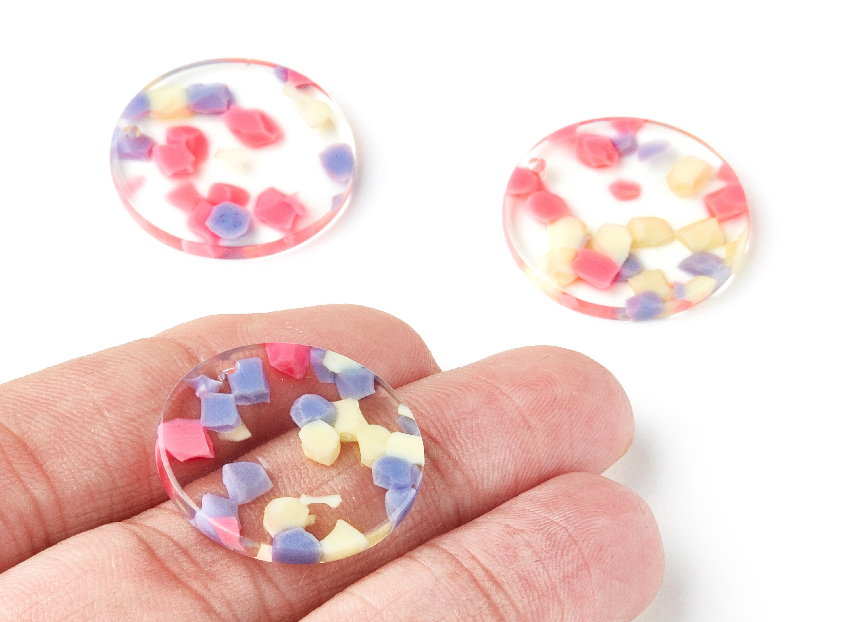 Acetate  Round Earring Charms - Acrylic Circle Pendant - Earring Findings - Jewelry Supplies - Color Code: A168 - 25x25x2.85mm - AC1255A - DOMEDBAZAAR
