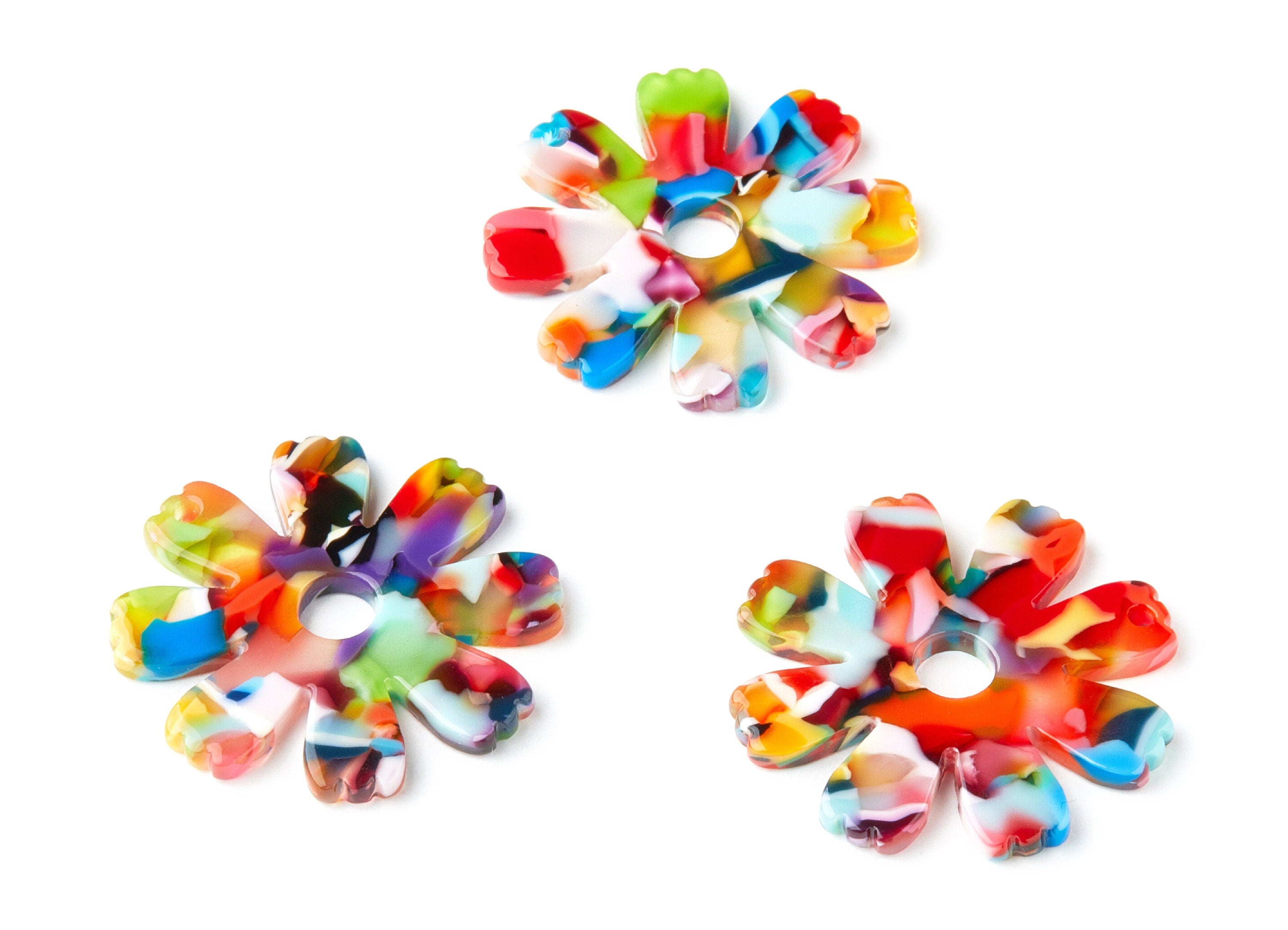 Acetate Flower Earring Charms - Flower Shaped Pendant - Earring Findings - Jewelry Supplies - Color Code: A21 - 34.73x33.57x2.57mm - AC1331A - DOMEDBAZAAR