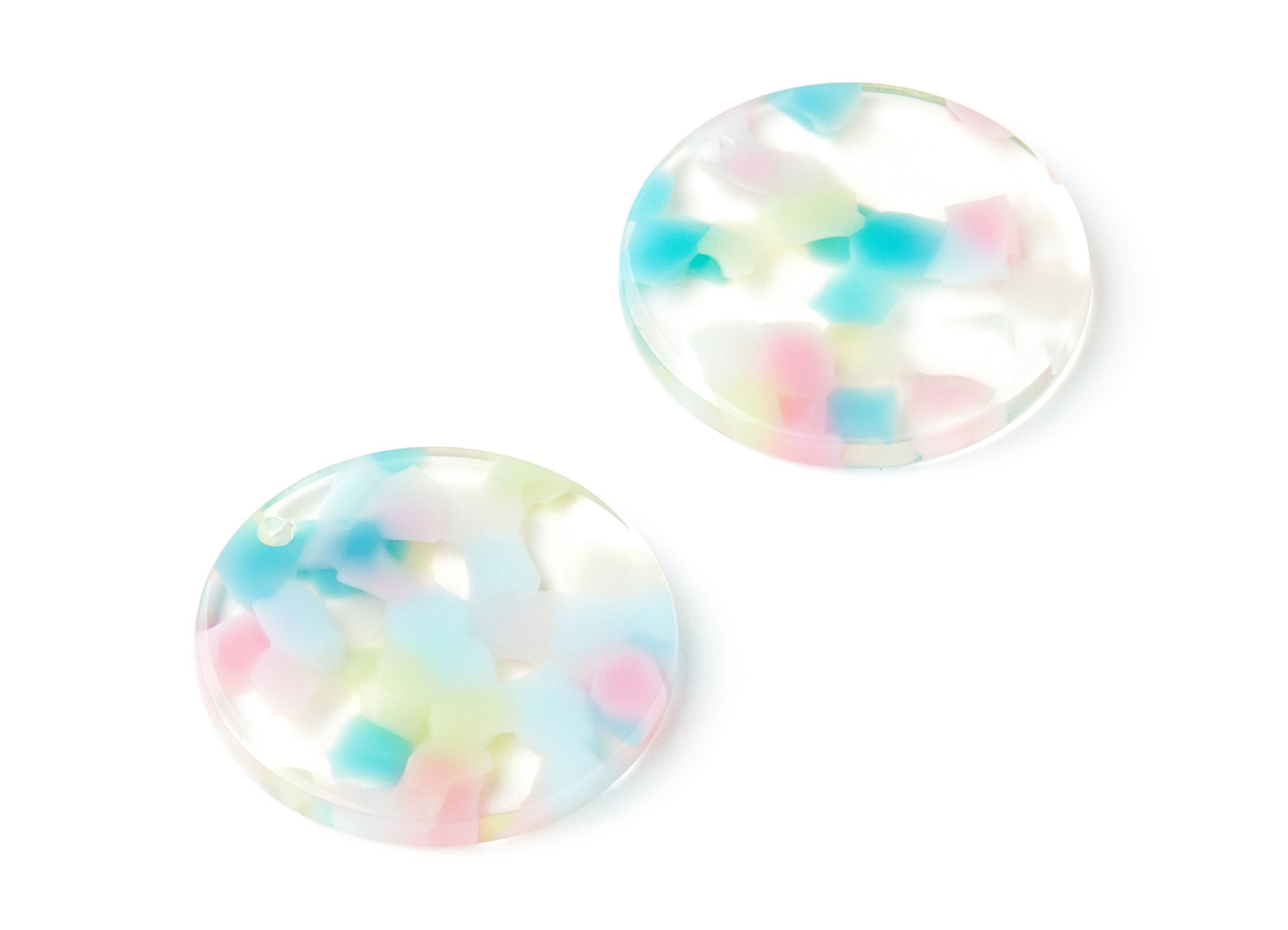Acetate Acrylic Earring Charms - Tortoise Shell Earrings - Circle Shaped Pendant - Color Code: A222 - 25x25x2.85mm - AC1255B - DOMEDBAZAAR