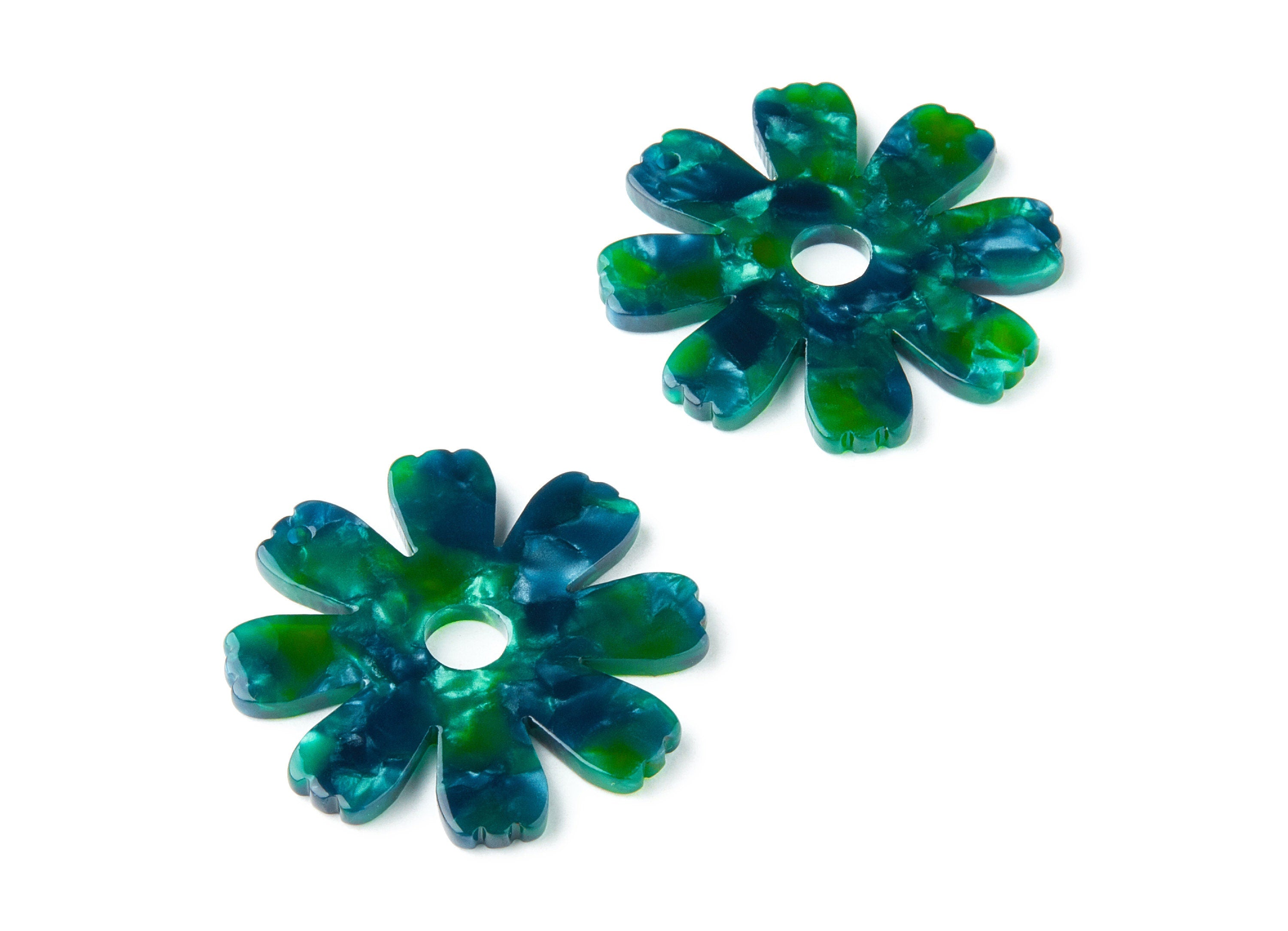 Acetate Flower Earring Charms - Flower Shaped Pendant - Earring Findings - Jewelry Supplies - Color Code: A13 - 34.73x33.57x2.57mm - AC1331C - DOMEDBAZAAR