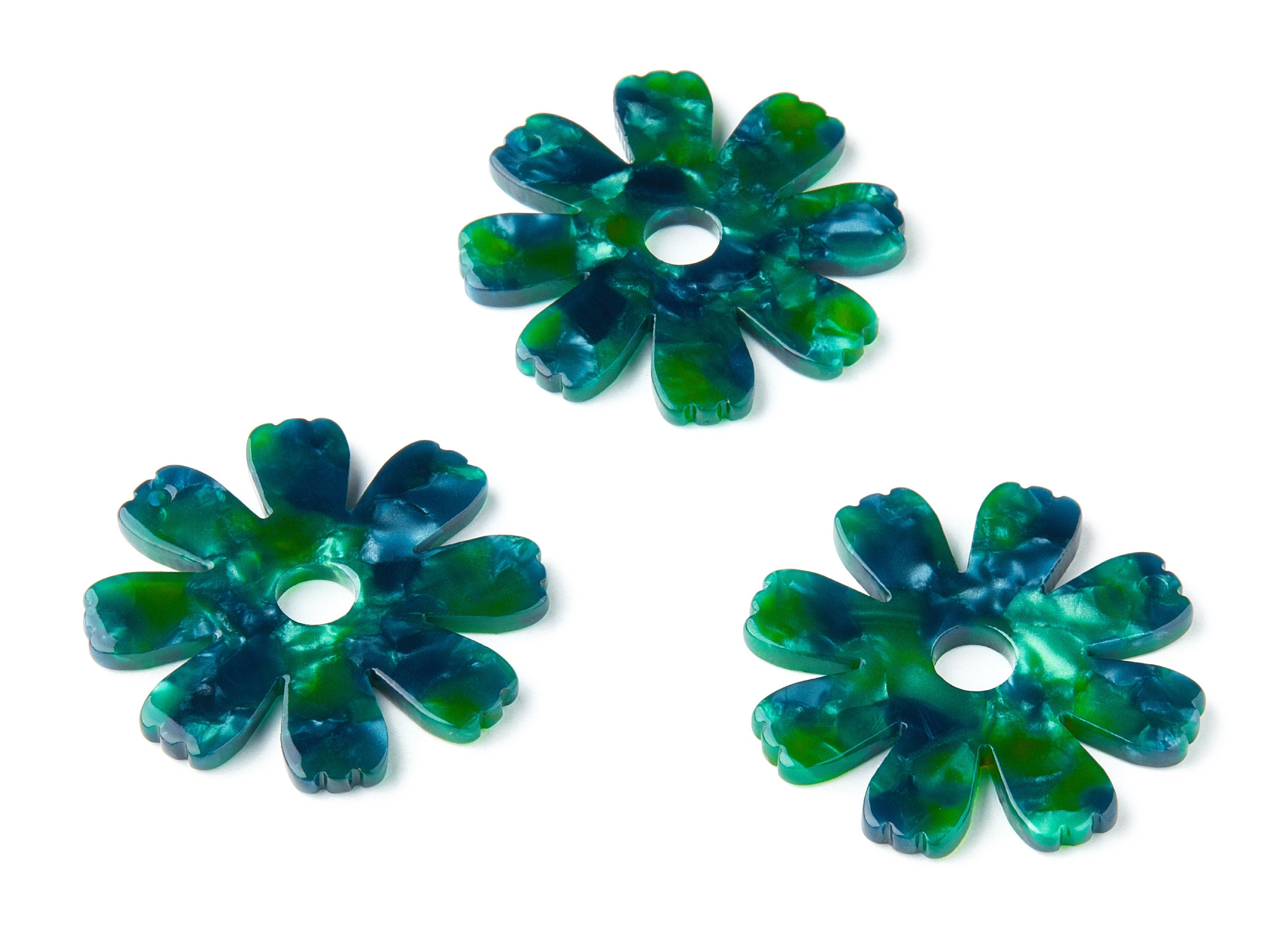 Acetate Flower Earring Charms - Flower Shaped Pendant - Earring Findings - Jewelry Supplies - Color Code: A13 - 34.73x33.57x2.57mm - AC1331C - DOMEDBAZAAR