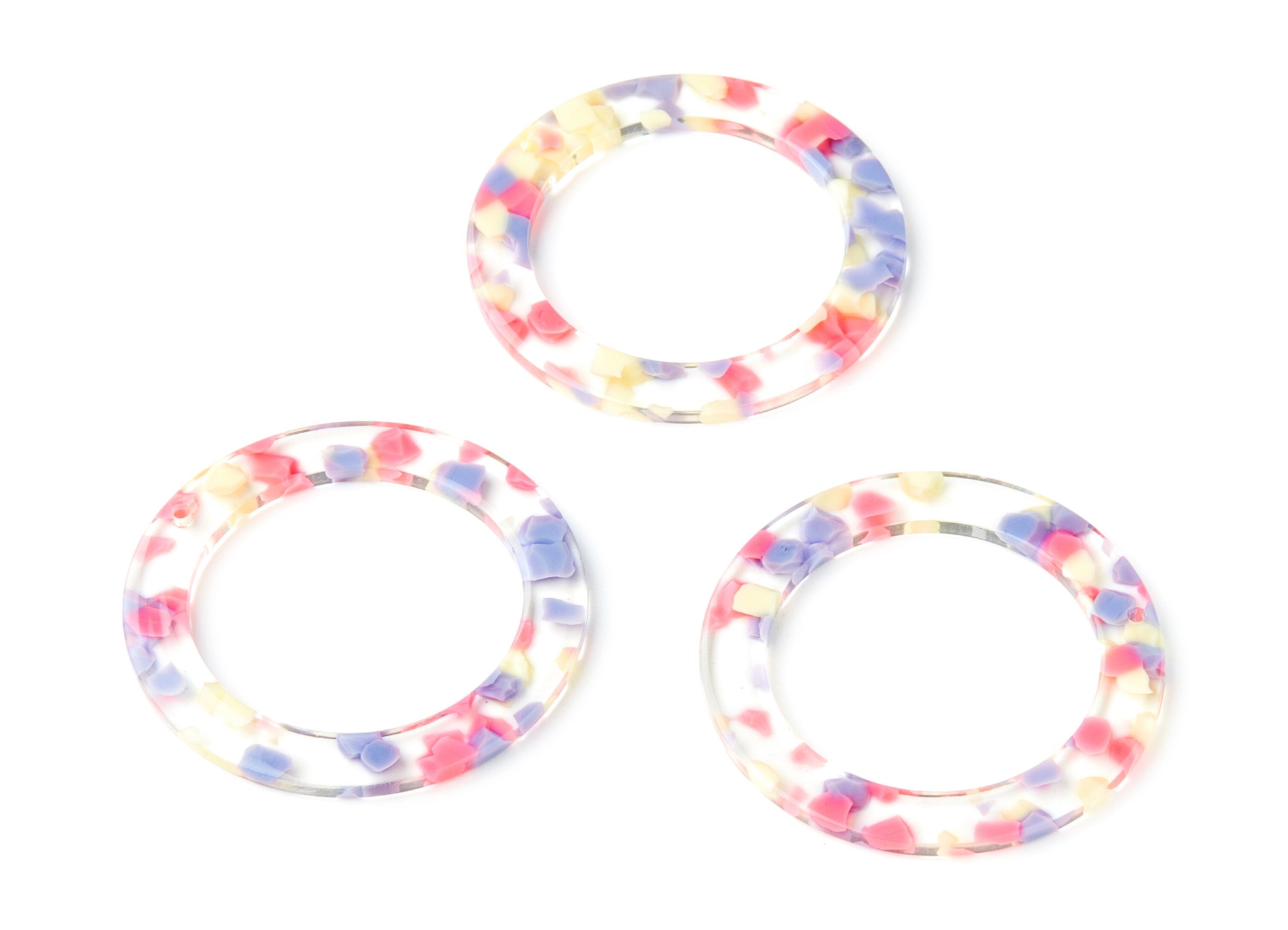 Acetate Hoop Earring Charms - Acrylic Circle Pendant - Earring Findings - Jewelry Supplies - Color Code: A168 - 45.11x45.11x2.8mm - AC1252B - DOMEDBAZAAR