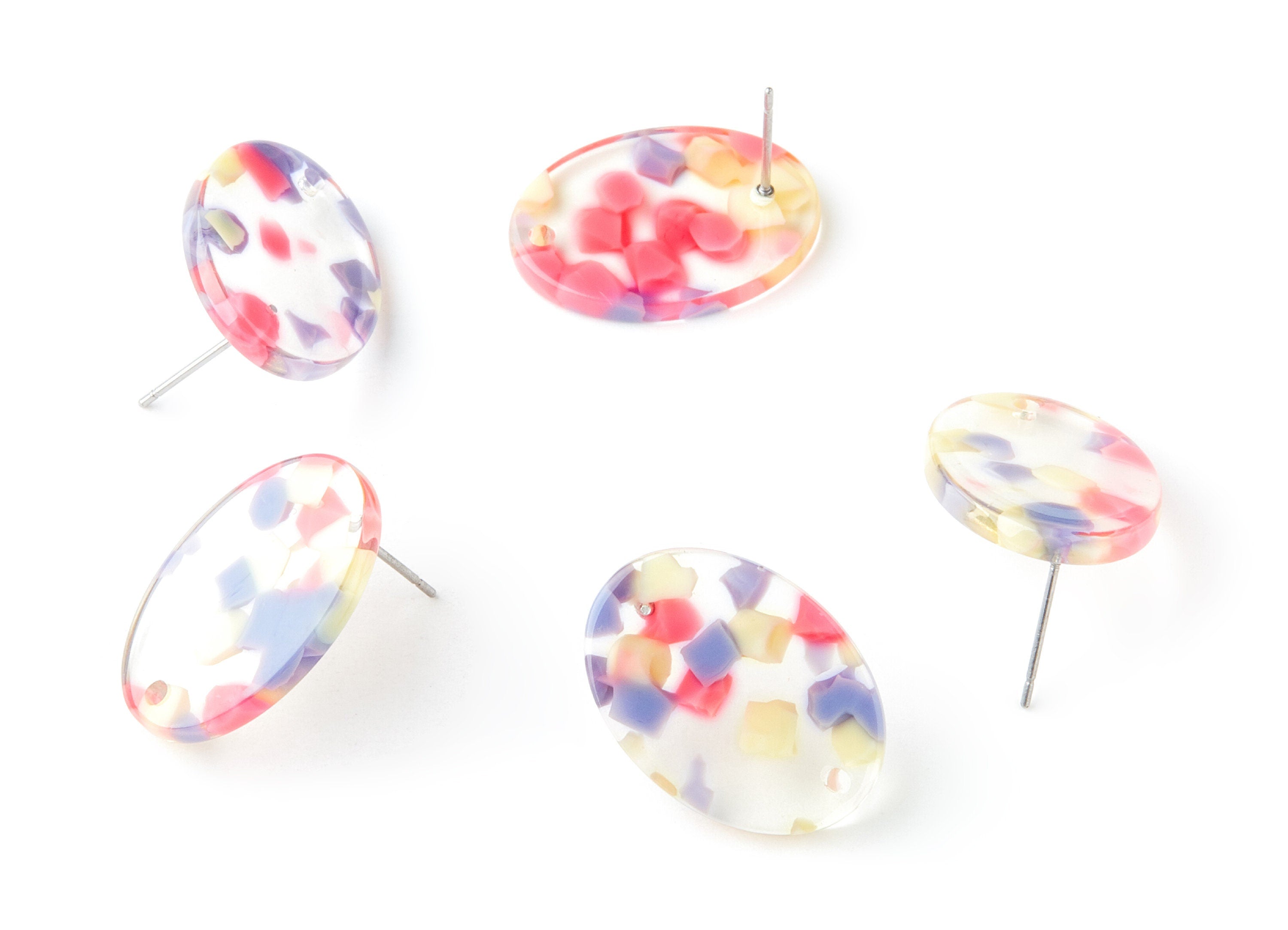 Acetate Acrylic Oval Earring Post - Acetate Oval Earring Stud - Jewelry Supplies - Color Code: A168 - 23.87x17.36x2.79mm - AC1253A - DOMEDBAZAAR