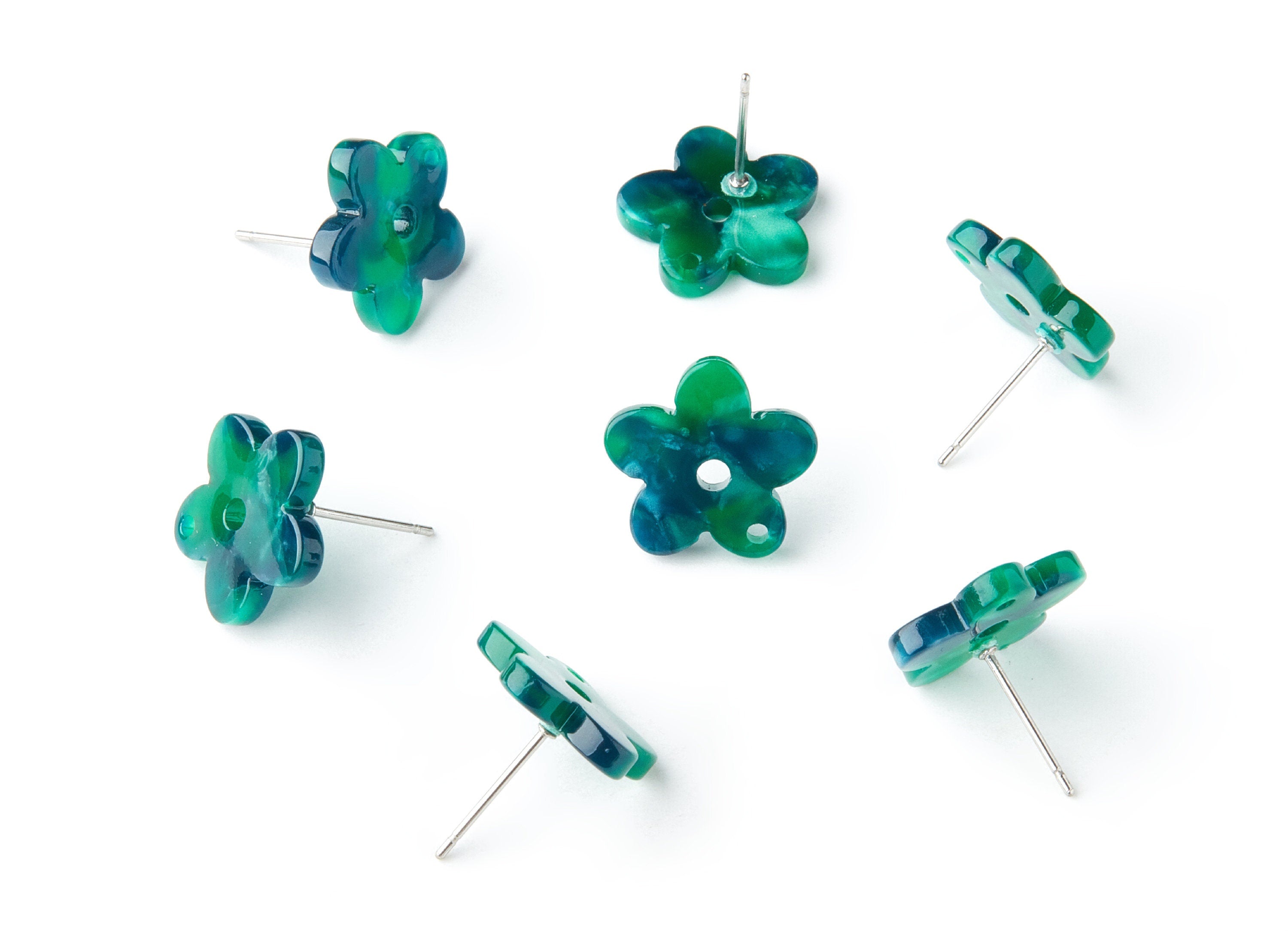 Acetate Flower Earring Post - Flower Earring Stud - Stainless Steel - Jewelry Supplies - Color Code: A13 - 14.71x14.18x2.33mm - AC1333F - DOMEDBAZAAR