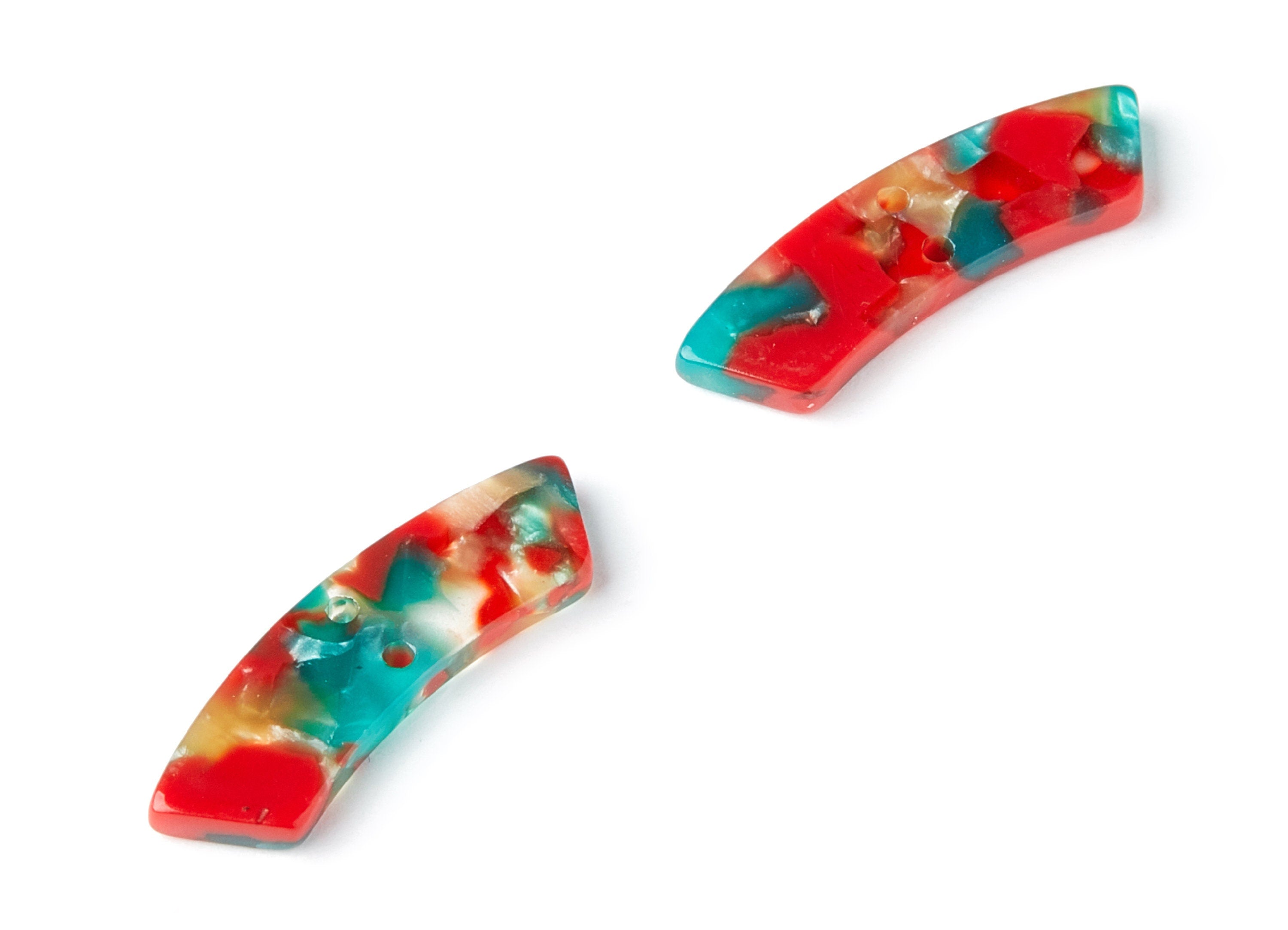 Acetate Irregular Earring Charms - Irregular Pendant With 2 Holes - Jewelry Supplies - Color Code: A46 - 31.1x9.79x2.66mm - AC1371J - DOMEDBAZAAR